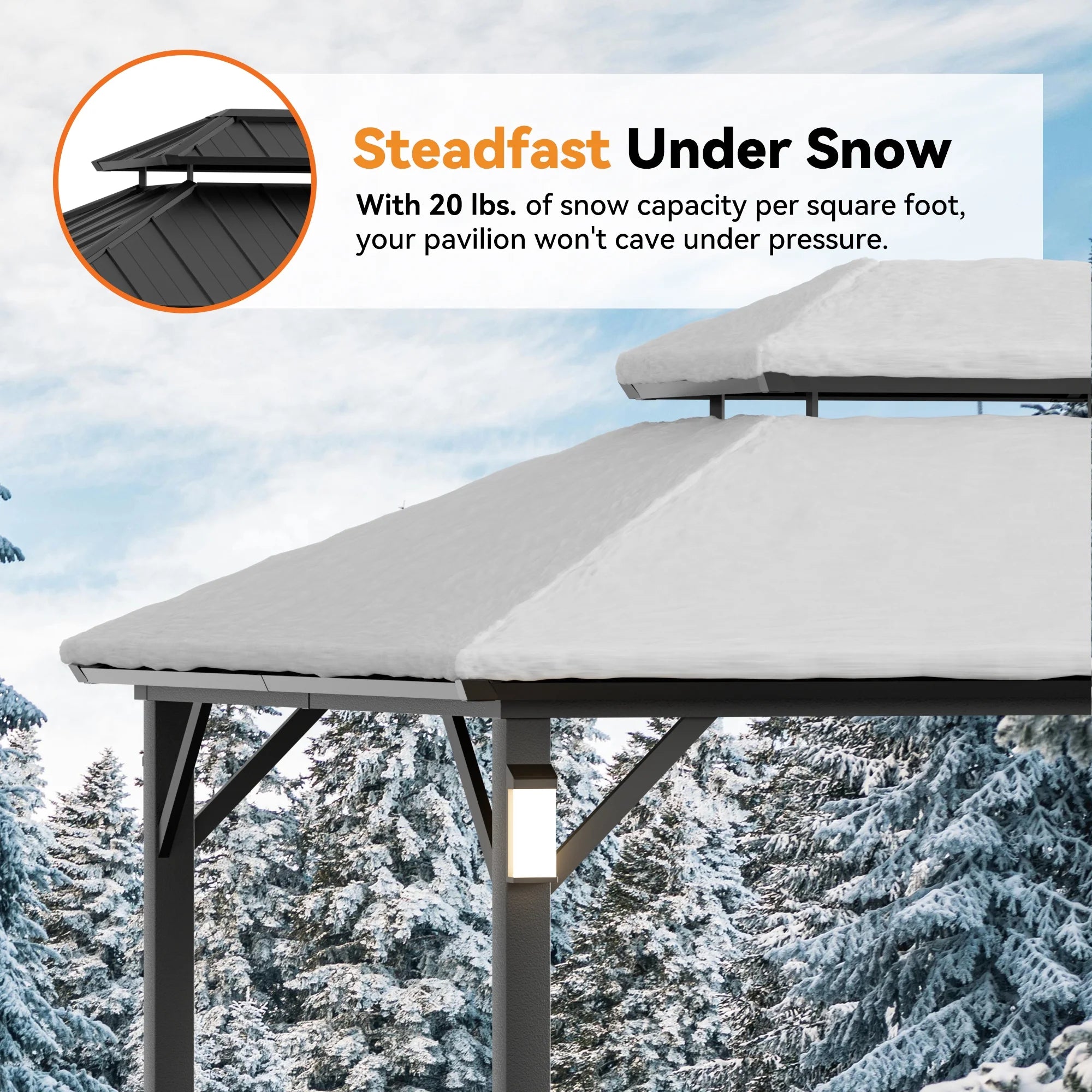 Modern Shade Horizon 10'x14' Hard Top Gazebo W/ Solar LED light