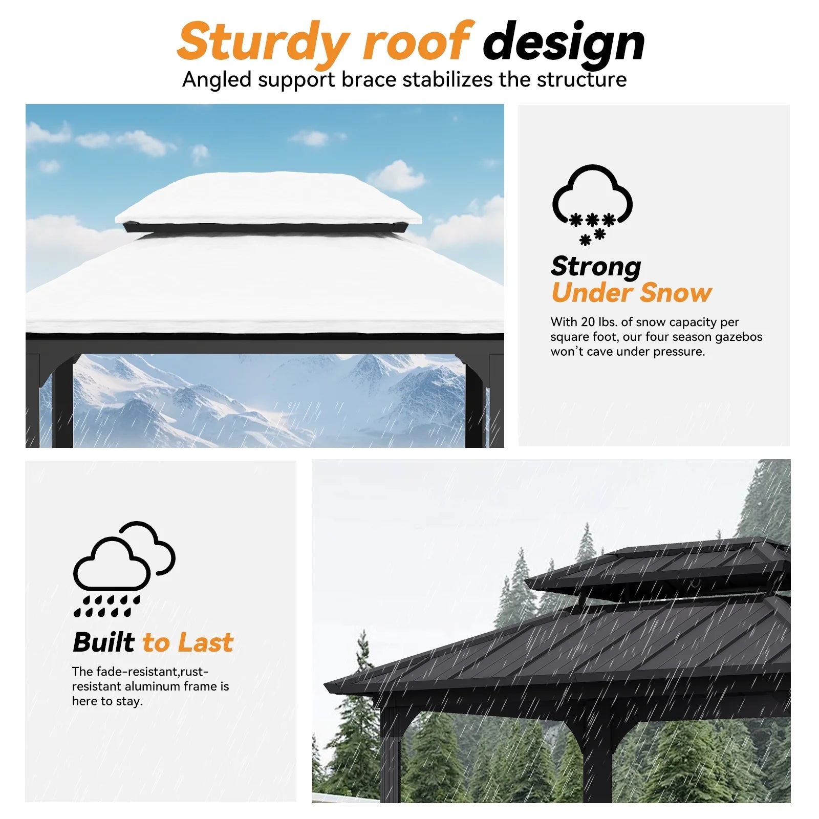 6’ x 8’ Aluminum Grill Gazebo with Modern Shade Design, Equipped with Shelves, Ceiling Hook, and Galvanized Steel Roof for Enhanced Patio, Lawn, or Backyard Deck BBQ Experience
