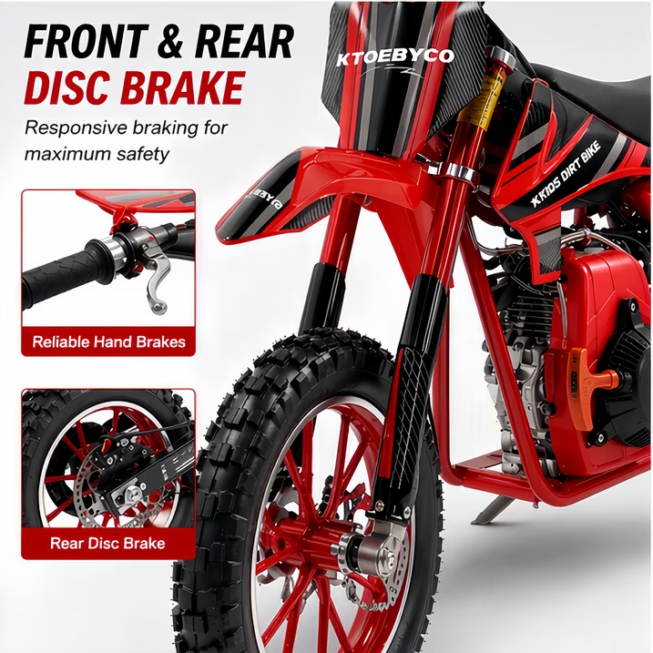 4-Stroke Dirt Bike,50cc Mini Motorcycle Max Speed 25 MPH, 165 lb Capacity with Shock Absorber & Dual Disc Brakes for Kids 13-17
