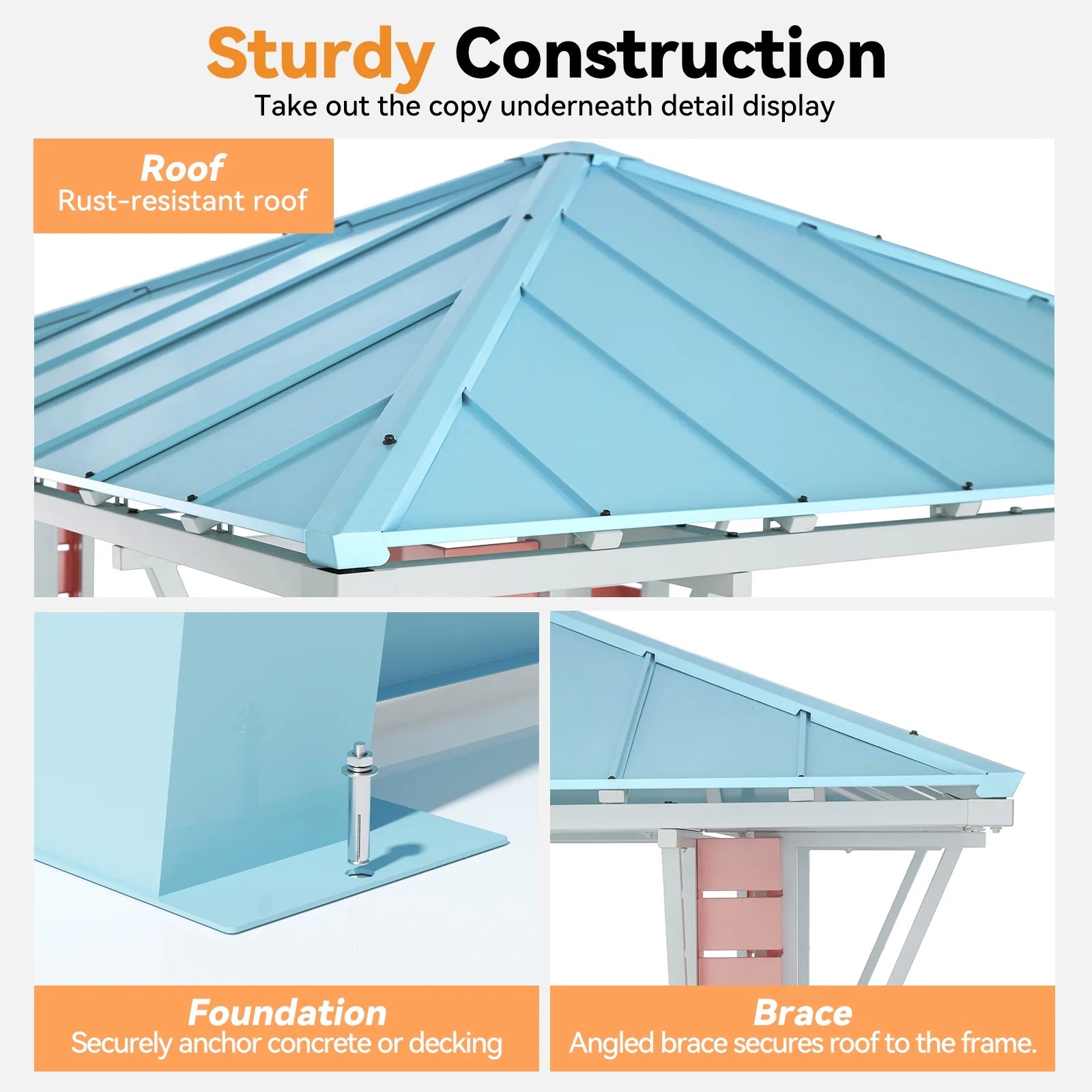 Modern Shade Outdoor Gazebo 8' x 8', Grill Gazebo with USB Charging Socket and Hooks, Patio Gazebo with 2 open sides, Galvanized Steel Pavilion for Swimming pool, Backyard, BBQ, Party