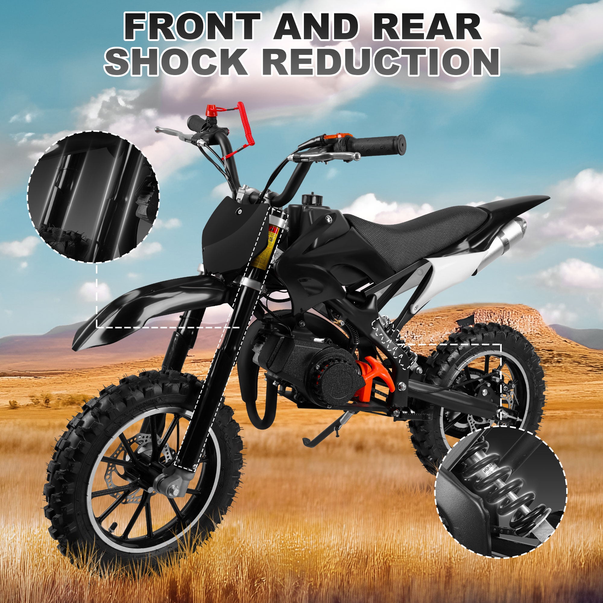 Gpower 49cc Dirt Bike for Kids 6-15,2-Stroke Gas Powered Mini Dirt Bike,1.5L Fuel Capacity,1-Seater,Black