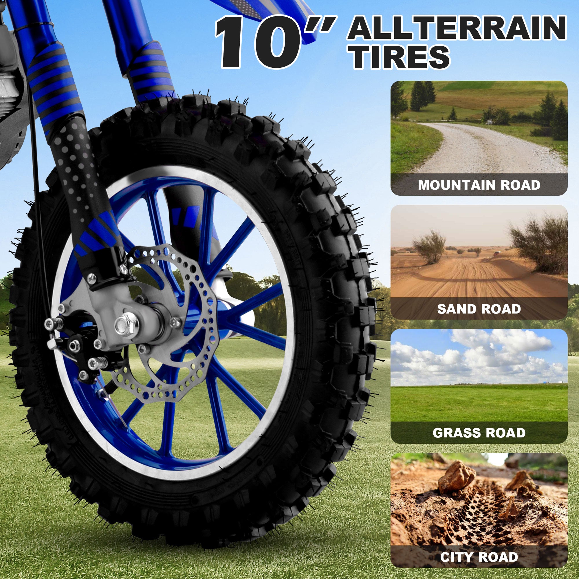 Gpower Gasoline 49cc Dirt Bike for Kids 6-15,2-Stroke Gas Power Mini Dirt Bike,1-Seater,Blue