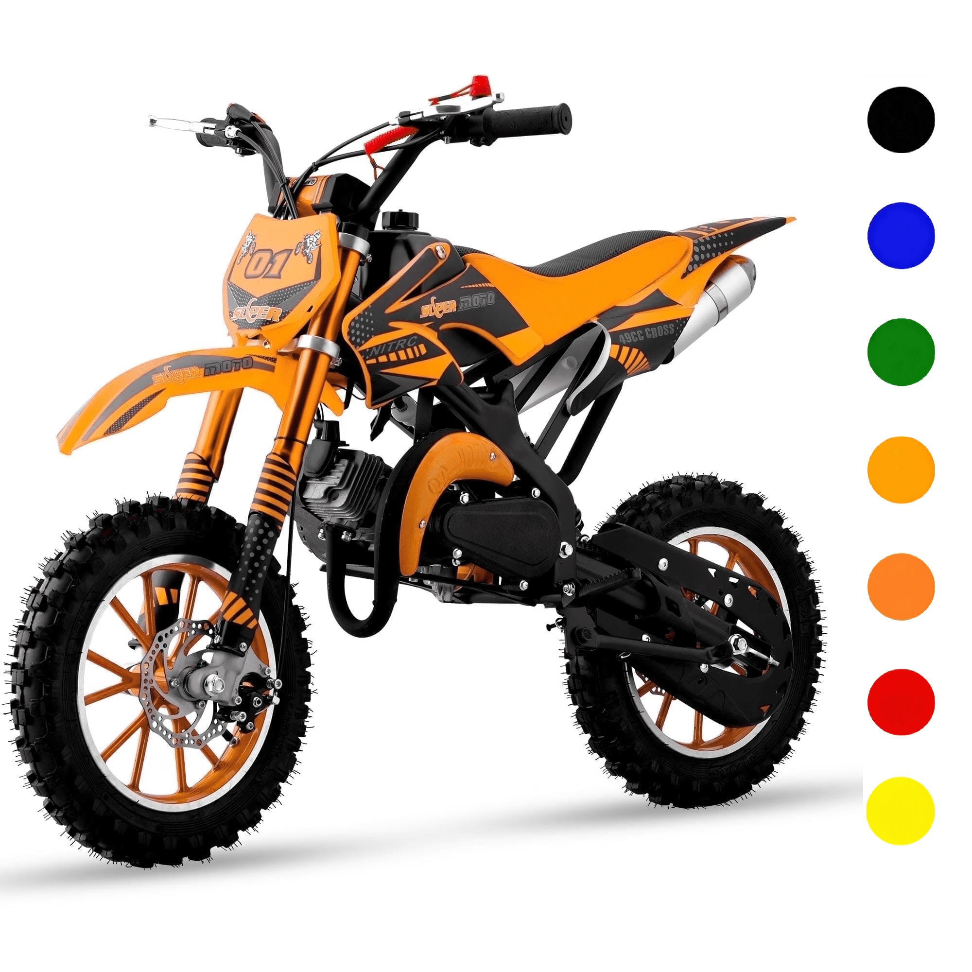 Ktoebyco 49cc Mini Dirt Bike for Kids, 2-Stroke off Road Gasoline Motorcycle,1.5L Fuel Capacity,Orange