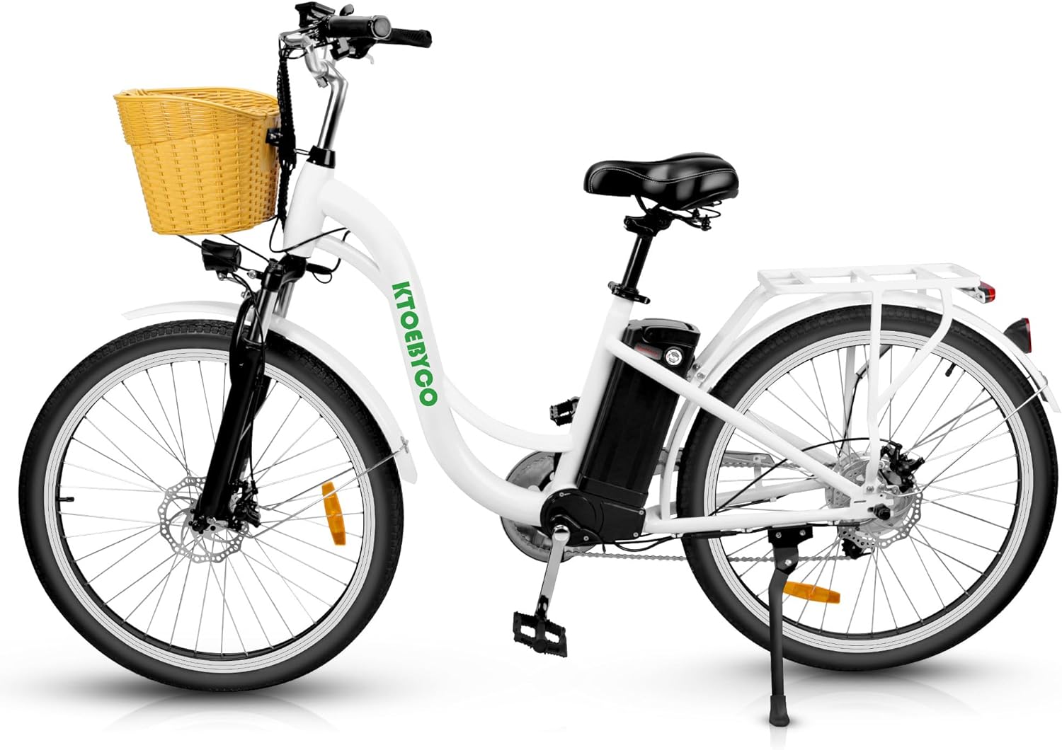 KTOEBYCO Electric City Bike for Adults 26",Peak 750W E-Commuter Bikes 48V 10AH UL2849,White