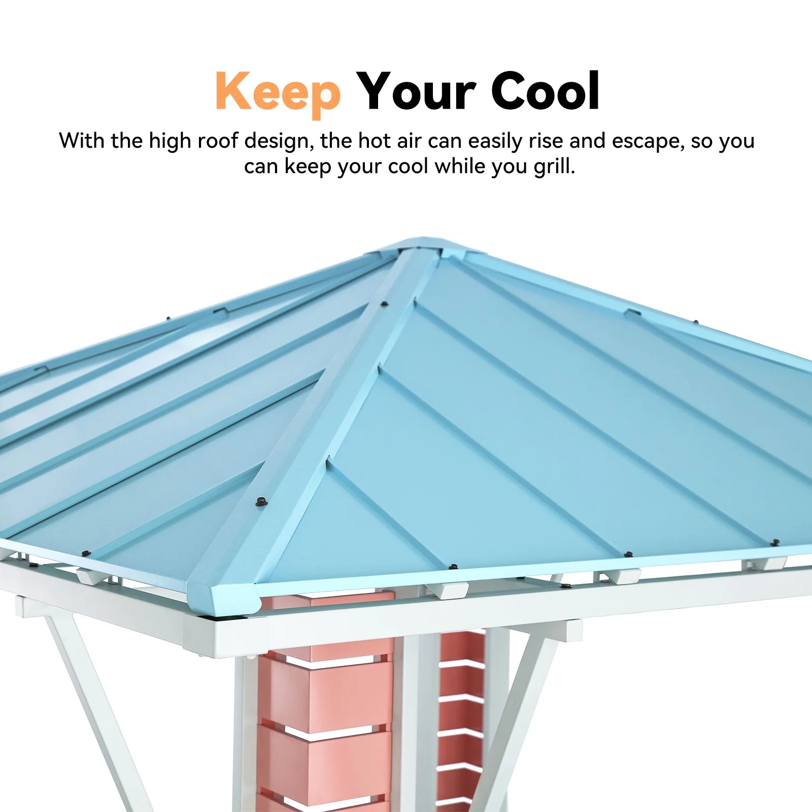 Modern Shade Outdoor Gazebo 8' x 8', Grill Gazebo with USB Charging Socket and Hooks, Patio Gazebo with 2 open sides, Galvanized Steel Pavilion for Swimming pool, Backyard, BBQ, Party