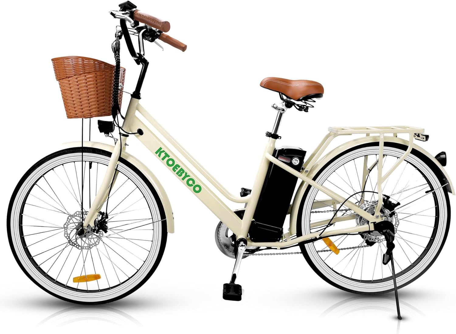 KTOEBYCO Electric Bike for Adults 26",Peak 750W E-Commuter Bikes 48V 10AH UL2849,Up to 50Miles 30MPH,Beige