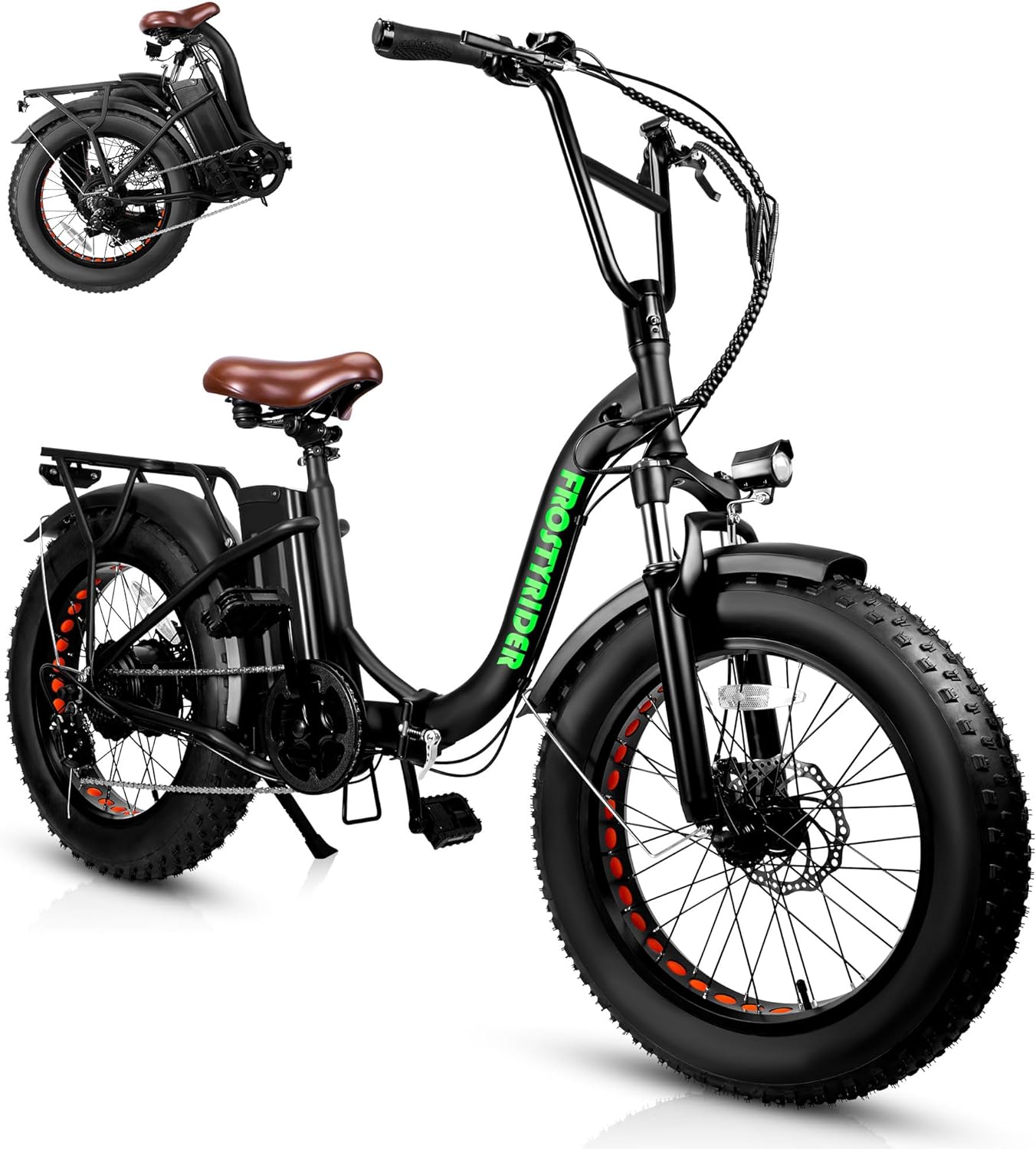 KTOEBYCO Foldable Electric Mountain Bike for Adult 20",Peak 1200W,Fat Tire,48V 15AH,UL2849,Black