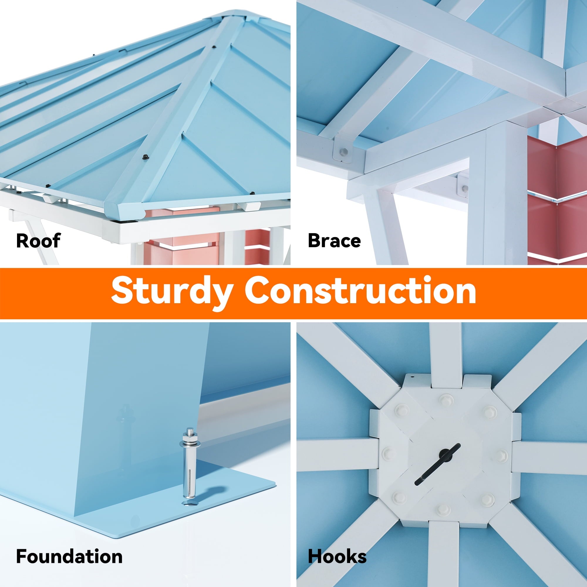 Modern Shade Outdoor Gazebo 8' x 8', Grill Gazebo with USB Charging Socket and Hooks, Patio Gazebo with 2 open sides, Galvanized Steel Pavilion for Swimming pool, Backyard, BBQ, Party