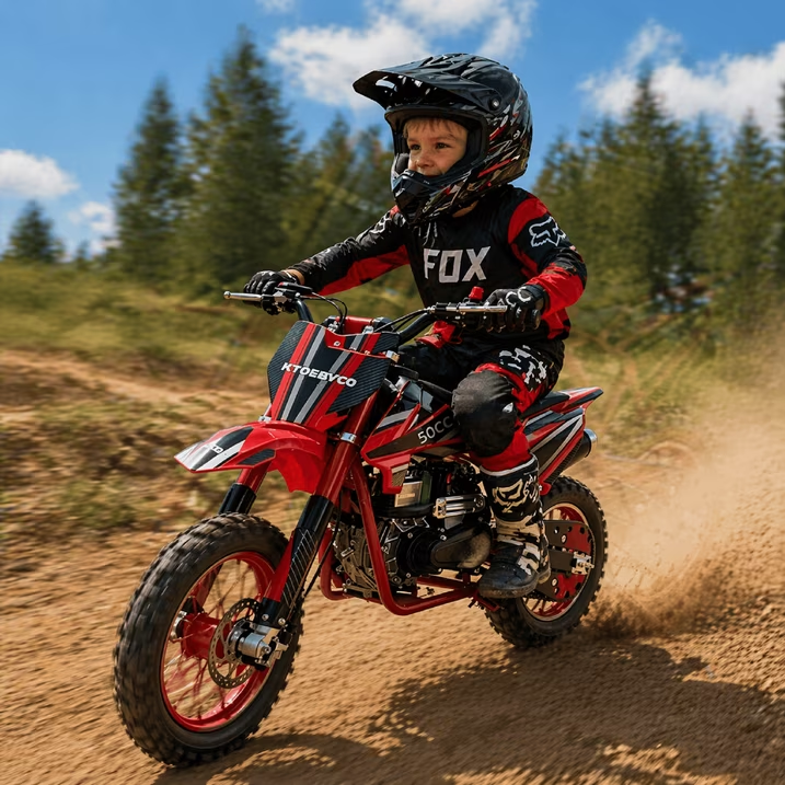 4-Stroke Dirt Bike,50cc Mini Motorcycle Max Speed 25 MPH, 165 lb Capacity with Shock Absorber & Dual Disc Brakes for Kids 13-17