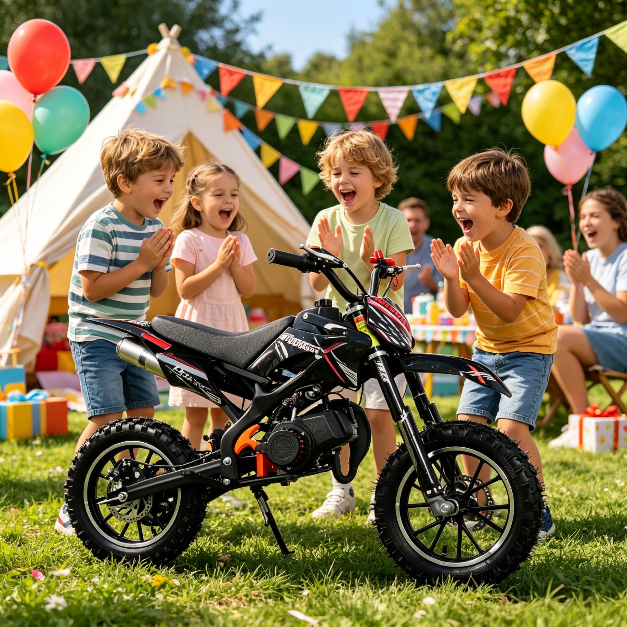 Gpower 49cc Dirt Bike for Kids 6–15, 2-Stroke Gas-Powered Mini Bike, 1-Seater, Black