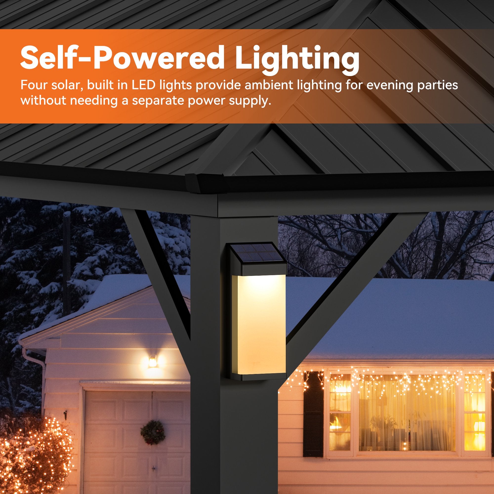 Modren Shape The Horizon 12'x20' Hard Top Gazebo W/ Solar LED light