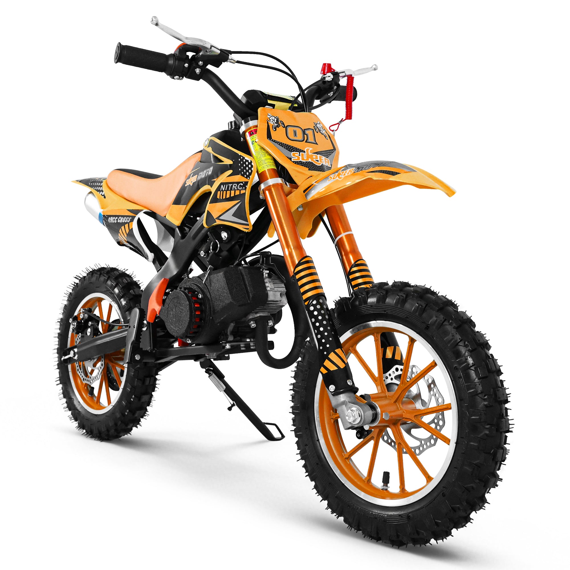 Gpower Gasoline 49cc Dirt Bike for Kids 6-15,2-Stroke Gas Power Mini Dirt Bike,1-Seater,Orange
