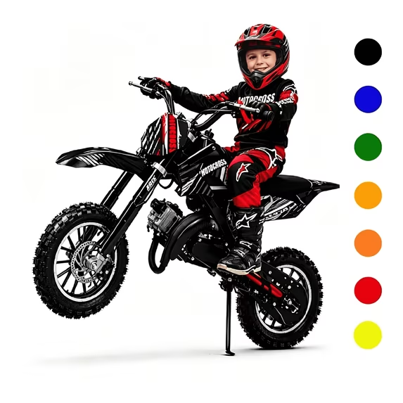 Ktoebyco 49cc Kids Mini Dirt Bike, 2-Stroke Gas-Powered Motorcycle, 1.5L Fuel Capacity, Black