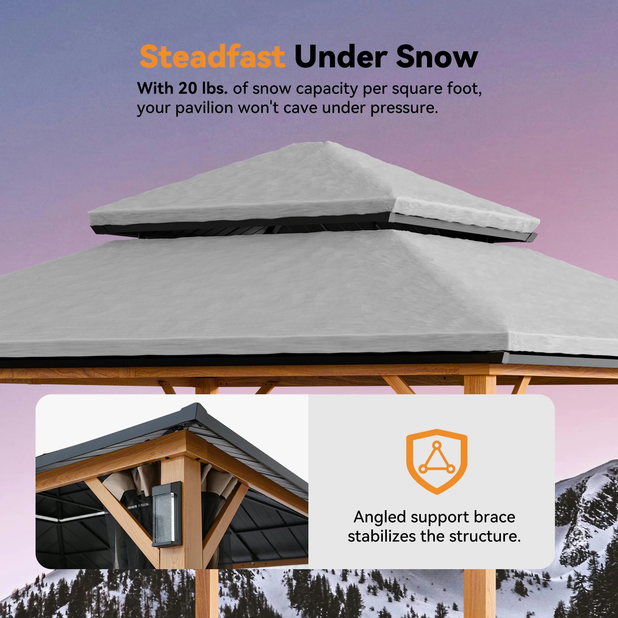 Modern Shade Horizon 12'x12' Hard Top Gazebo W/ Solar LED light