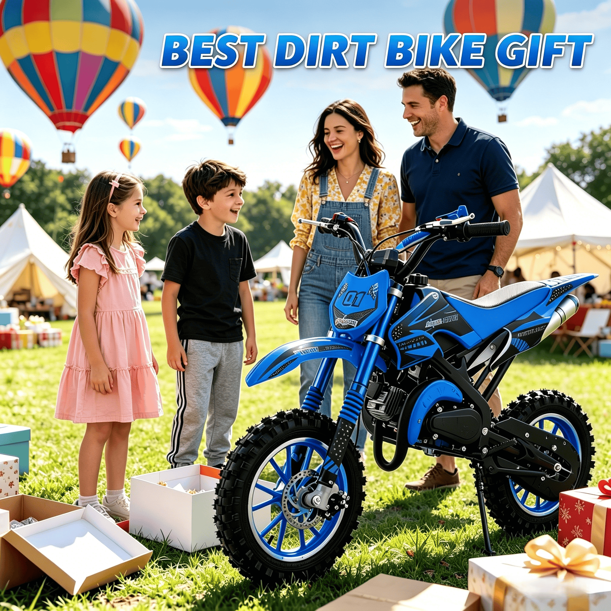 Ktoebyco 49cc Kids Dirt Bike, Gasoline Powered 2-Stroke Mini Motorcycle, 1-Seater, 1.5L Fuel Capacity, Blue