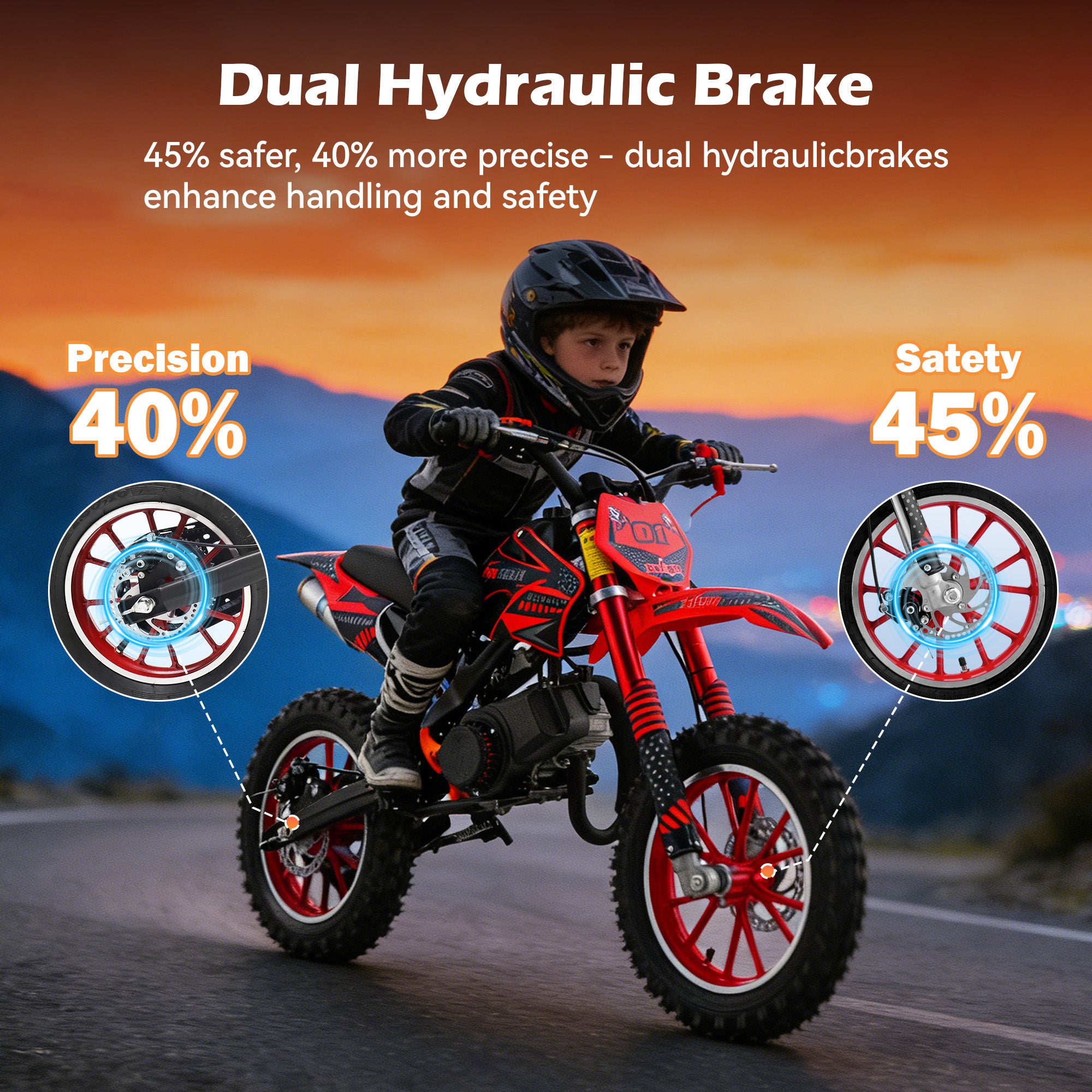 Gpower Mini Dirt Bike, 49cc 2-Stroke Gasoline Motorcycle for Kids 6-15 Years Old, Red