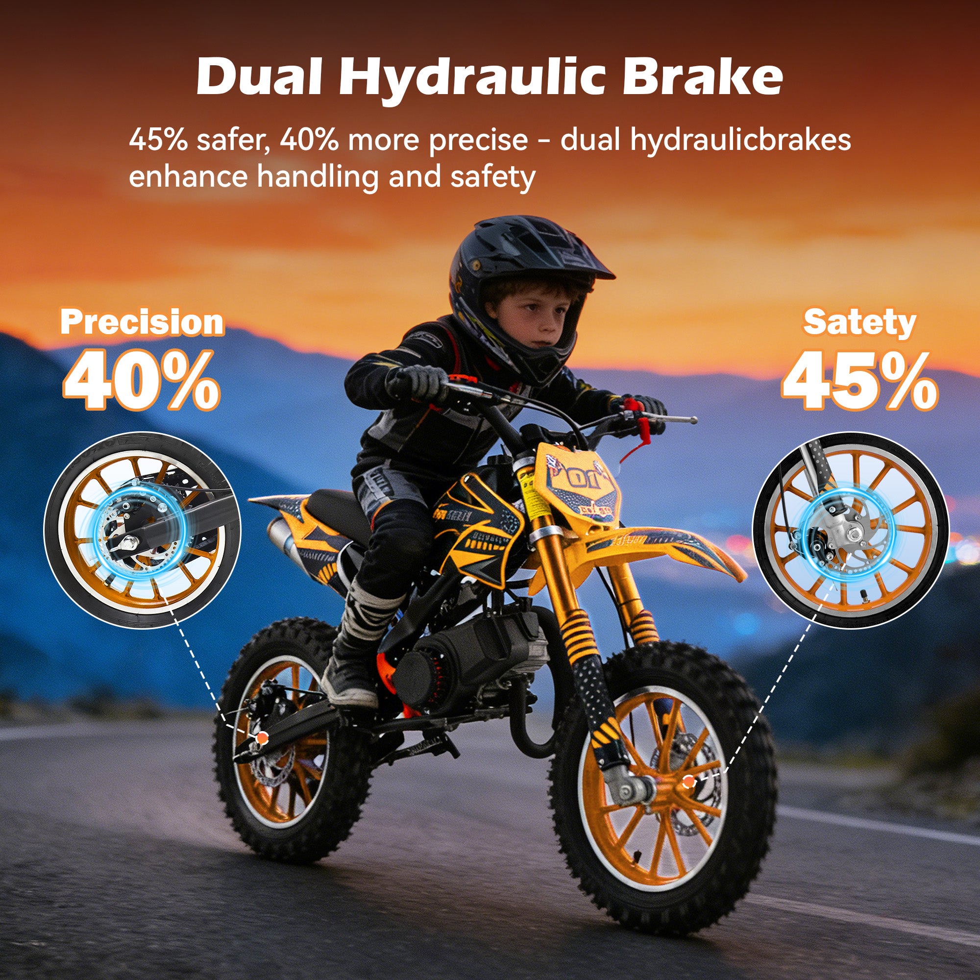 Gpower Gasoline 49cc Dirt Bike for Kids 6-15,2-Stroke Gas Power Mini Dirt Bike,1-Seater,Orange