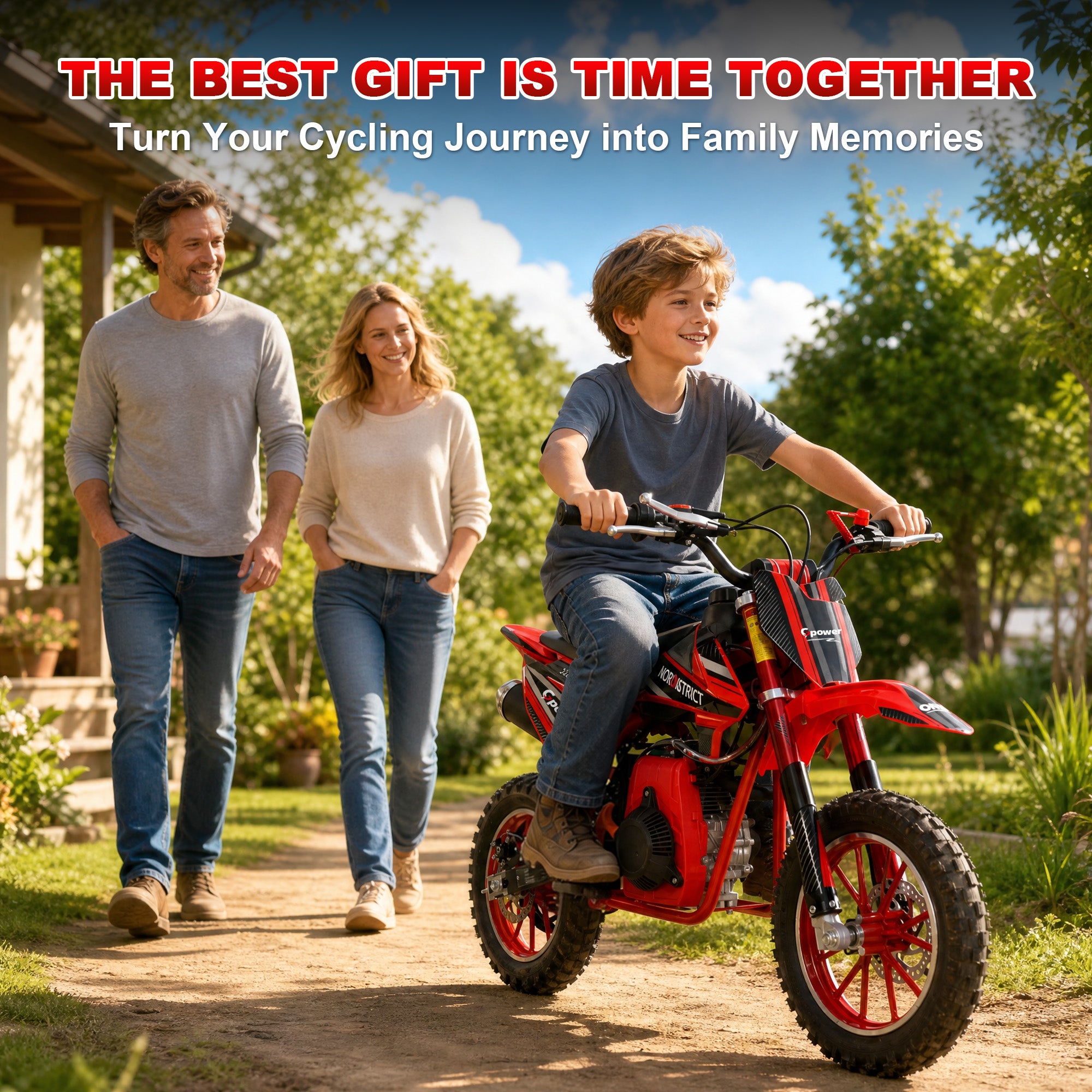 Gpower 50cc 4-Stroke Dirt Bike for Kids 13-17, Gas Power Mini Dirt Bike,1-Seater,Red