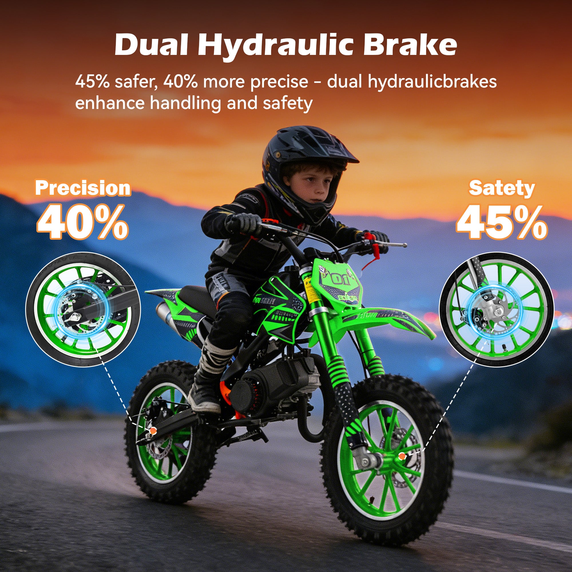 Gpower 49cc Dirt Bike for Kids 6-15,2-Stroke Gas Powered Mini Dirt Bike,1.5L Fuel Capacity,1-Seater,Green