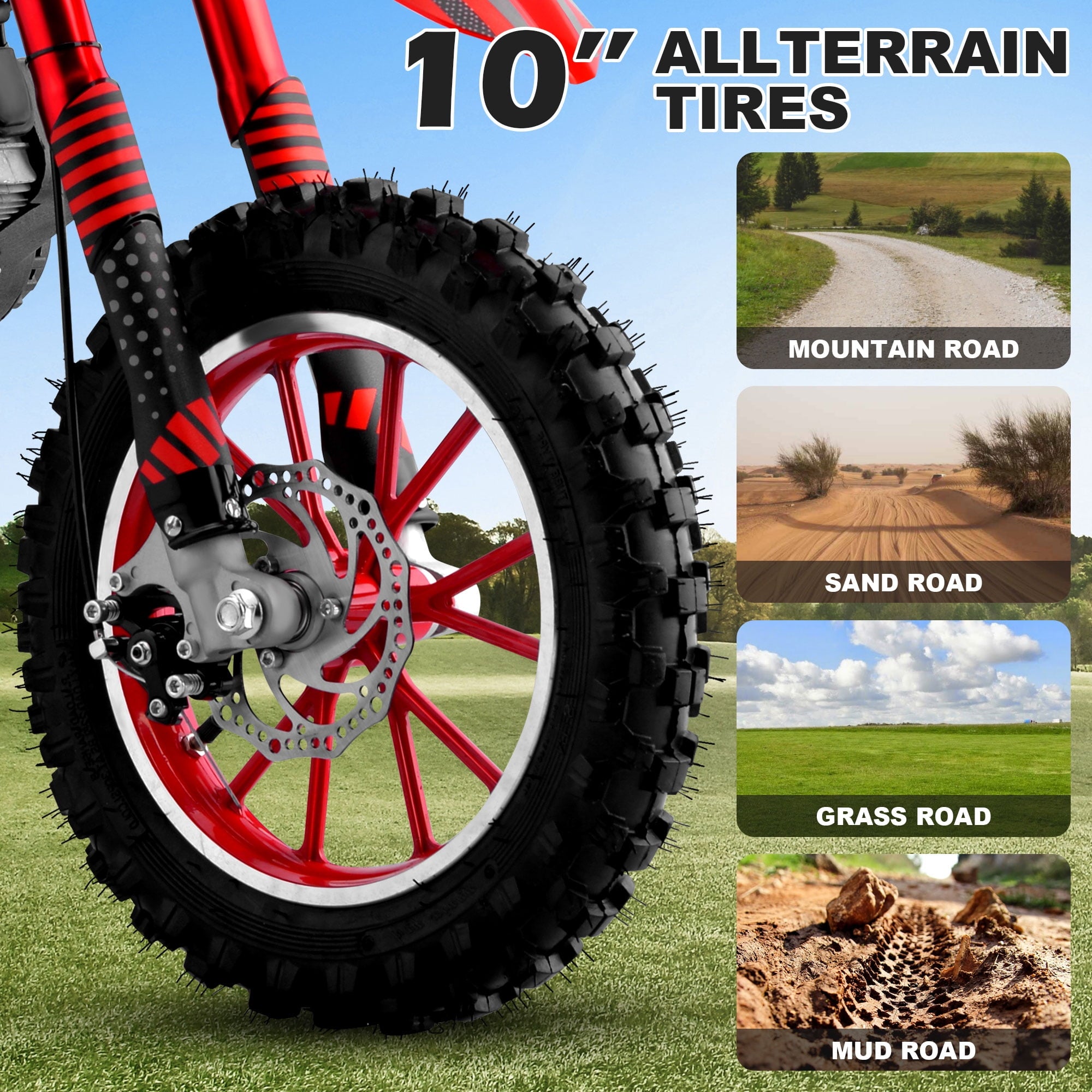 Gpower 49cc Dirt Bike for Kids 6-15,2-Stroke Gas Powered Mini Dirt Bike,1.5L Fuel Capacity,1-Seater,Red