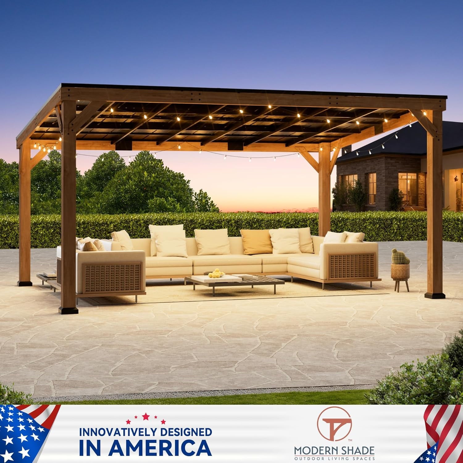 FONA 12'x16'Cedar Wood Gazebo with Hardtop Slope Roof,Snow Load&High Wind Support for Backyard,Garden