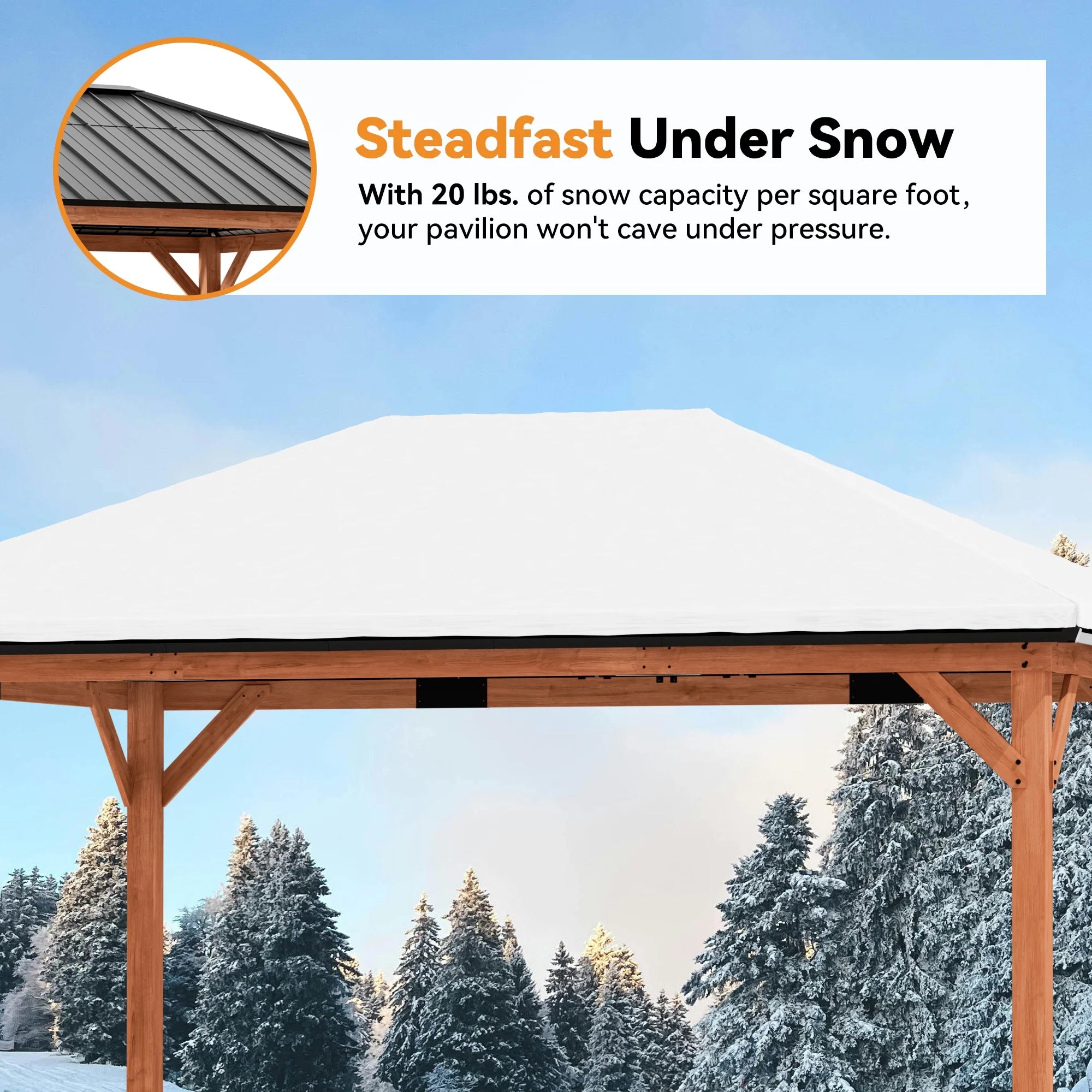 Modern Shade 12x16 Wood Gazebo,Permanent Hardtop Gazebo with Galvanized Steel Roof Hardtop