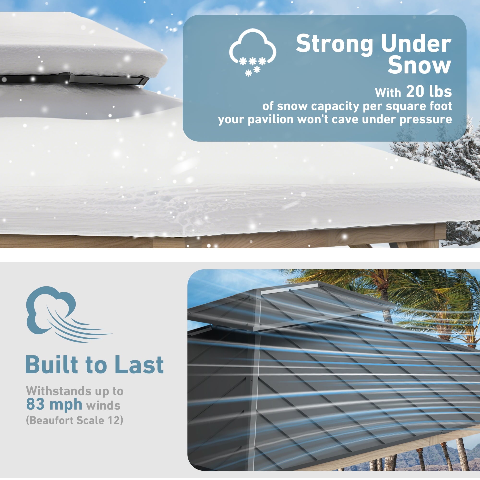 FONA 10'x12' Hardtop Gazebo with LED Lights,Double Roof,USB Port,Netting & Curtains for Patio,Brown