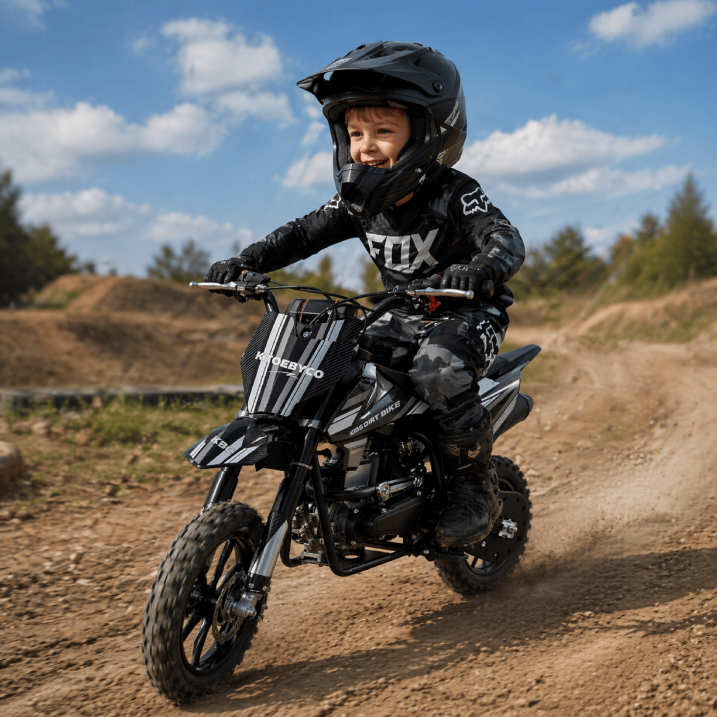 4-Stroke Dirt Bike,50cc Mini Motorcycle Max Speed 25 MPH, 165 lb Capacity with Shock Absorber & Dual Disc Brakes for Kids 13-17,Black