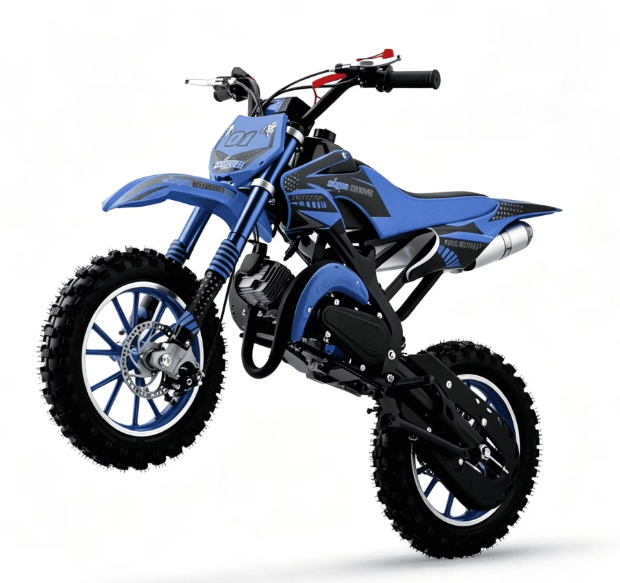 Epicord 50cc Kid Dirt Bike,2-Stroke Gas Mini Bike for Kids 8-14 Shock Absorption,Pull Start,Max Speed 40 MPH, 160 lb Capacity,Blue
