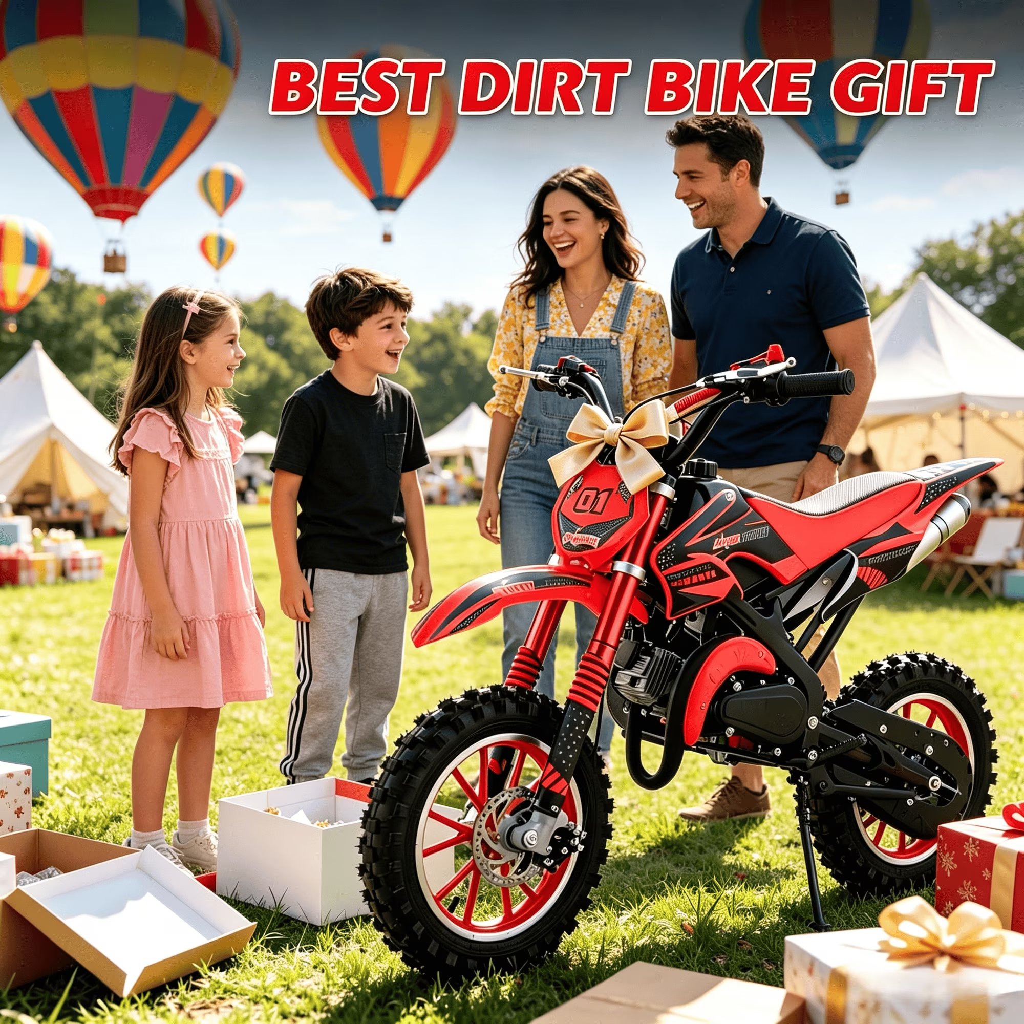 Ktoebyco 49cc Kids Dirt Bike, Gasoline Powered 2-Stroke Mini Motorcycle, 1-Seater, 1.5L Fuel Capacity, Red