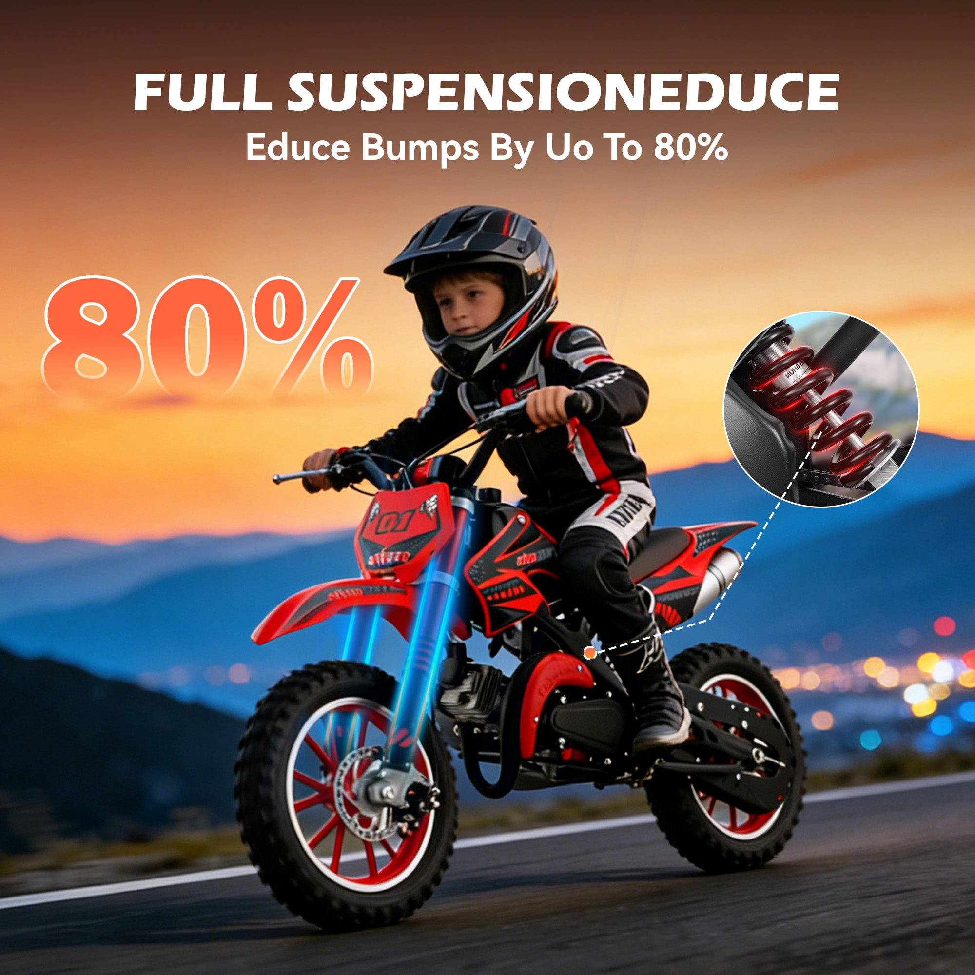 Gpower Mini Dirt Bike, 49cc 2-Stroke Gasoline Motorcycle for Kids 6-15 Years Old, Red