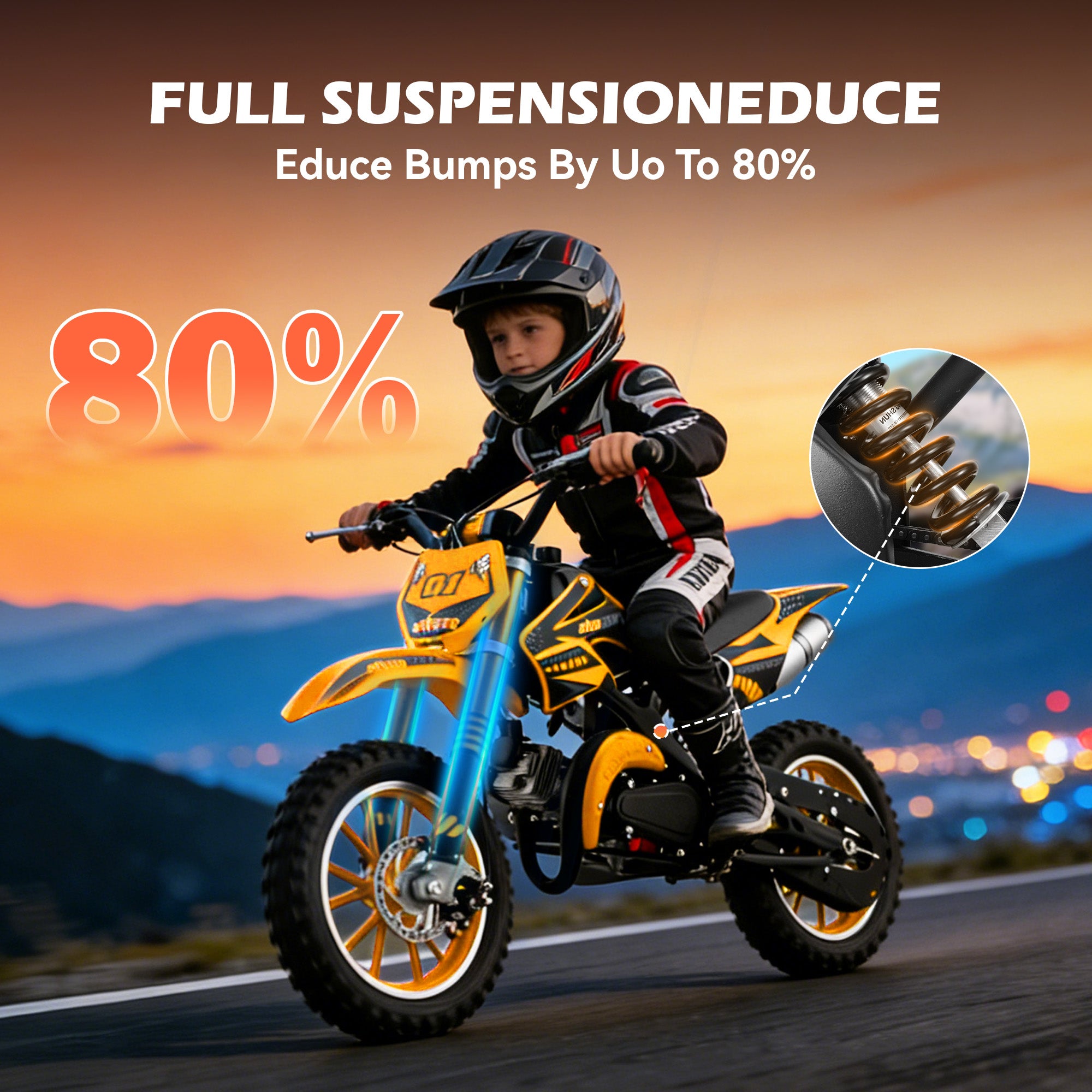 Gpower Gasoline 49cc Dirt Bike for Kids 6-15,2-Stroke Gas Power Mini Dirt Bike,1-Seater,Orange