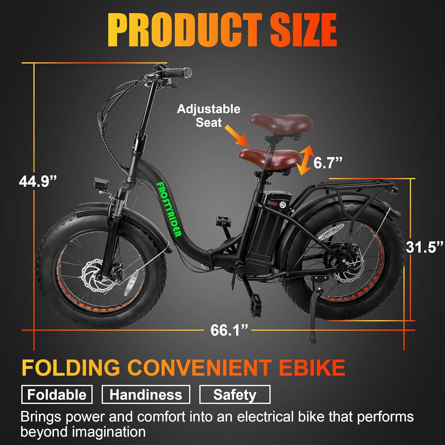 KTOEBYCO Foldable Electric Mountain Bike for Adult 20",Peak 1200W,Fat Tire,48V 15AH,UL2849,Black