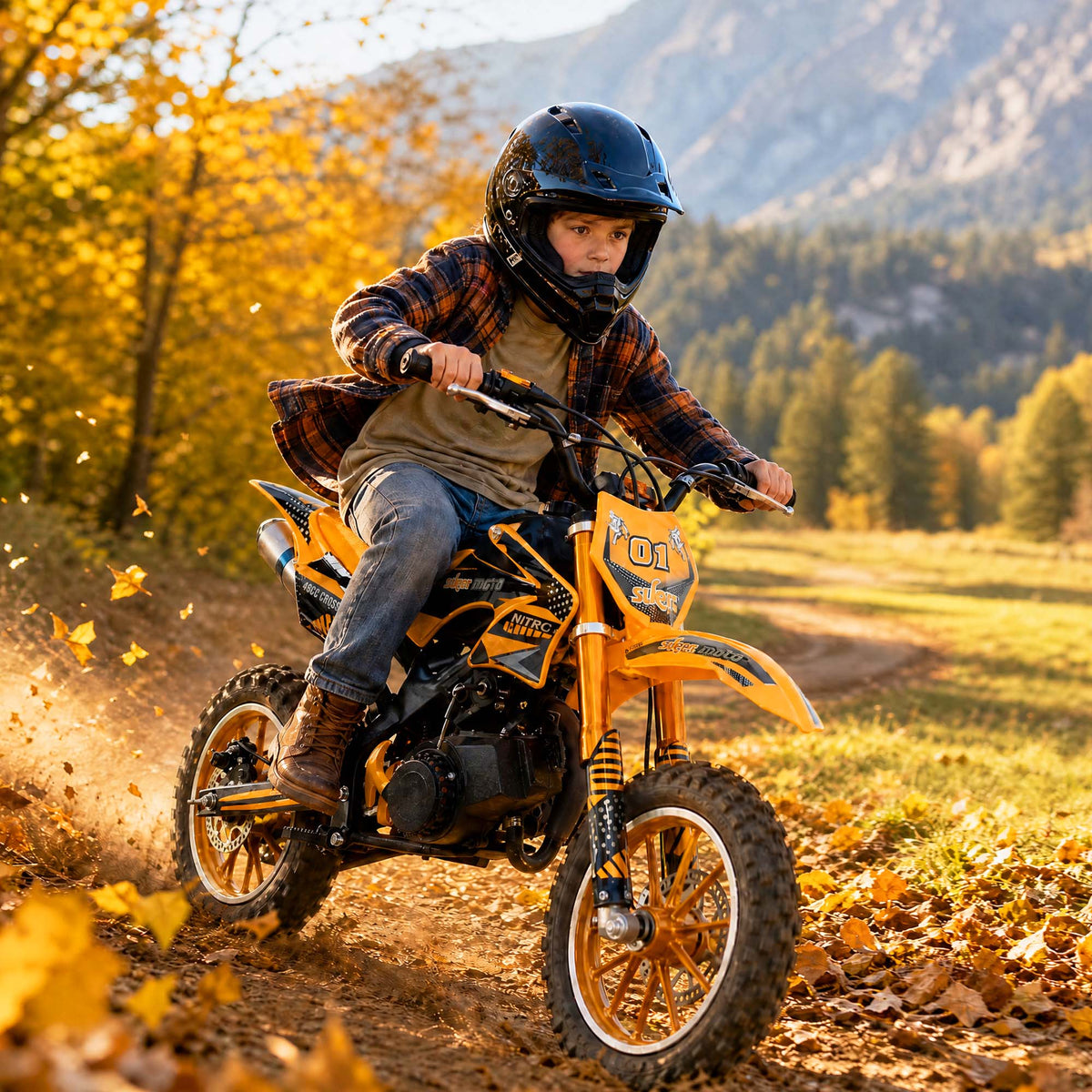Gpower Gasoline 49cc Dirt Bike for Kids 6-15,2-Stroke Gas Power Mini Dirt Bike,1-Seater,Orange