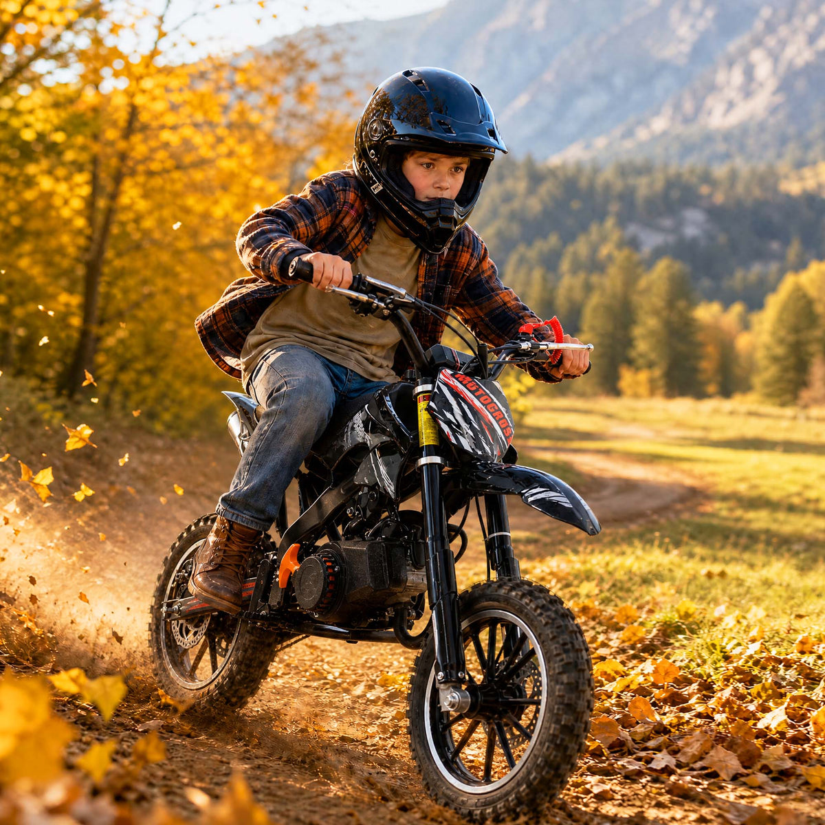 Gpower 49cc Dirt Bike for Kids 6–15, 2-Stroke Gas-Powered Mini Bike, 1-Seater, Black