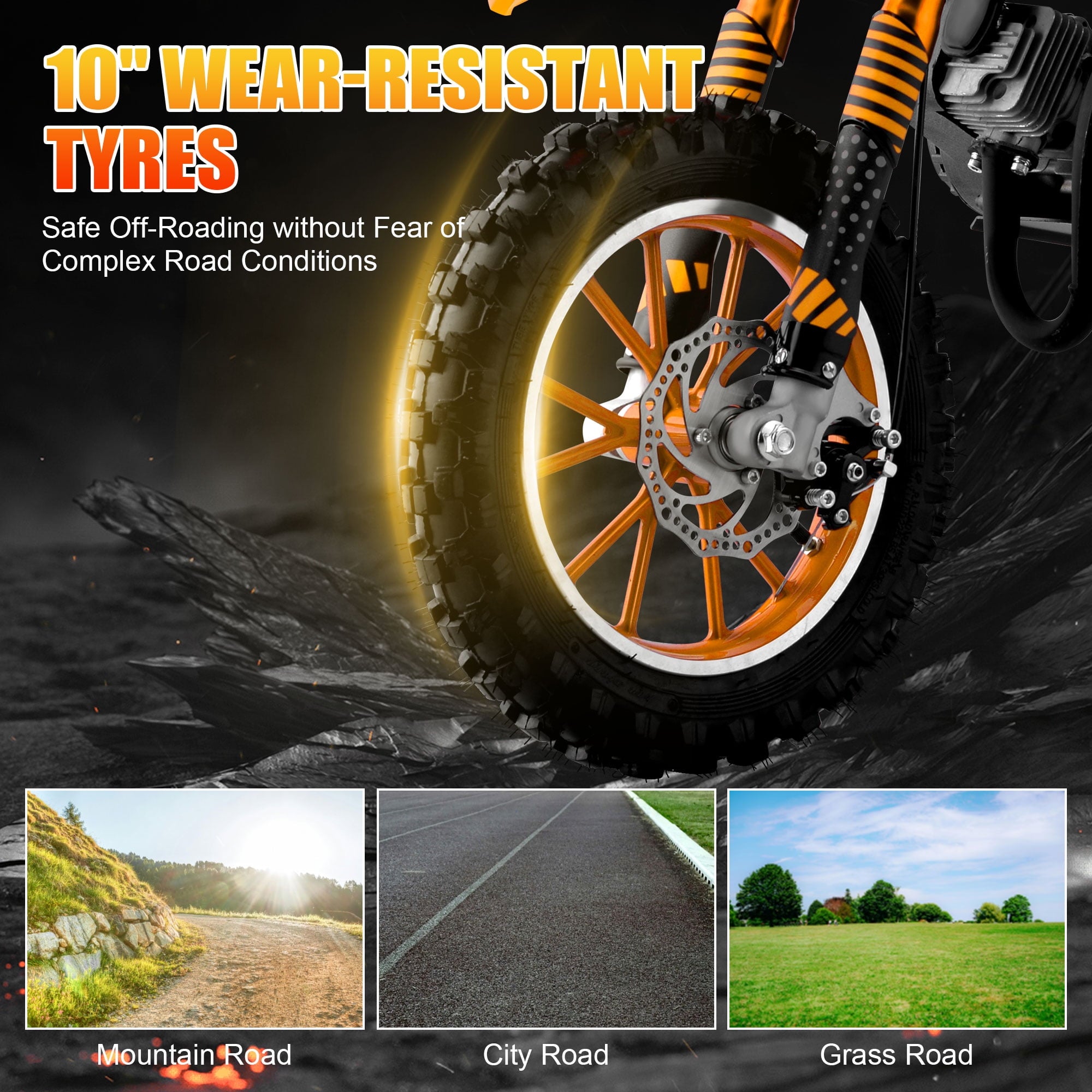 Ktoebyco 49cc Mini Dirt Bike for Kids, 2-Stroke off Road Gasoline Motorcycle,1.5L Fuel Capacity,Orange