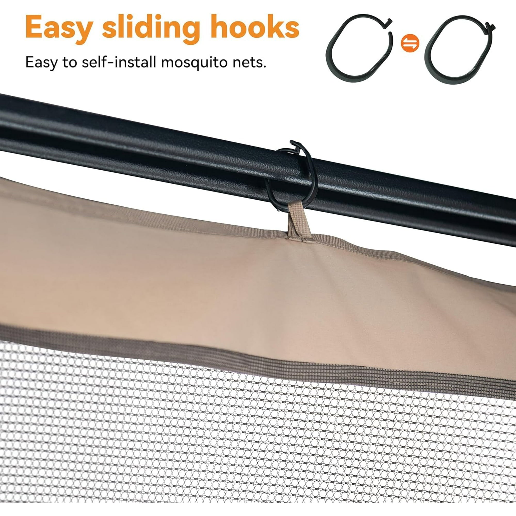 MODERN SHADE universal 4-Panel Mosquito Netting for 10x12 Gazebo,Patio Canopy Replacement with Zipper