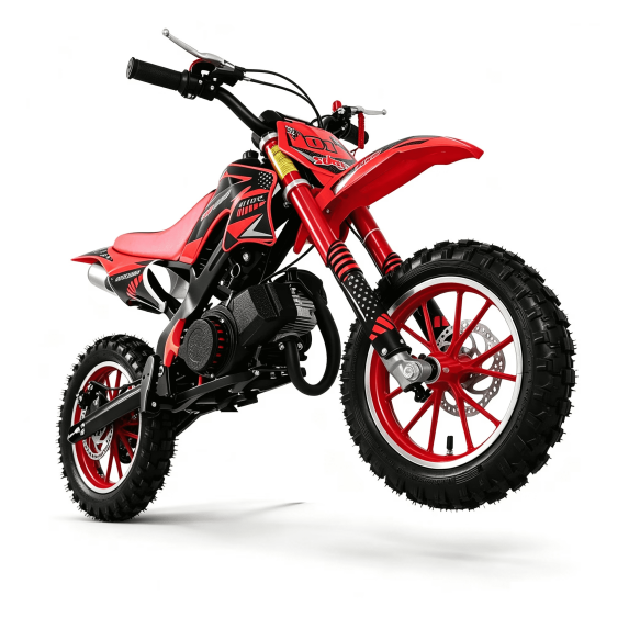 Epicord 50cc Kid Dirt Bike,2-Stroke Gas Mini Bike for Kids 8-14 Shock Absorption,Pull Start,Max Speed 40 MPH, 160 lb Capacity,Red