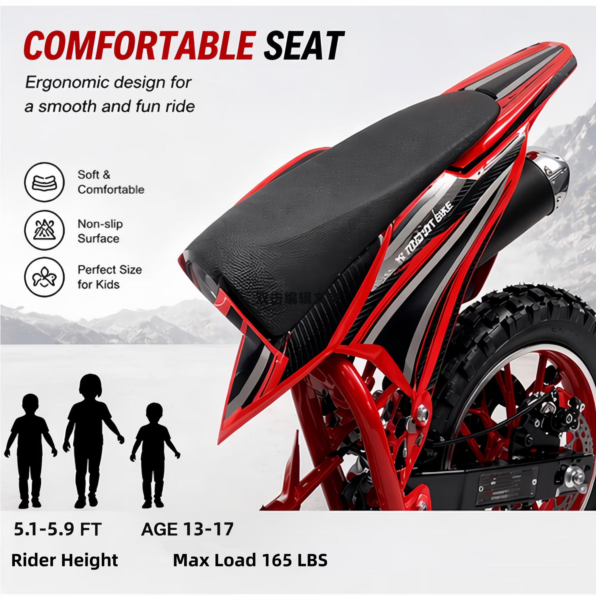 4-Stroke Dirt Bike,50cc Mini Motorcycle Max Speed 25 MPH, 165 lb Capacity with Shock Absorber & Dual Disc Brakes for Kids 13-17