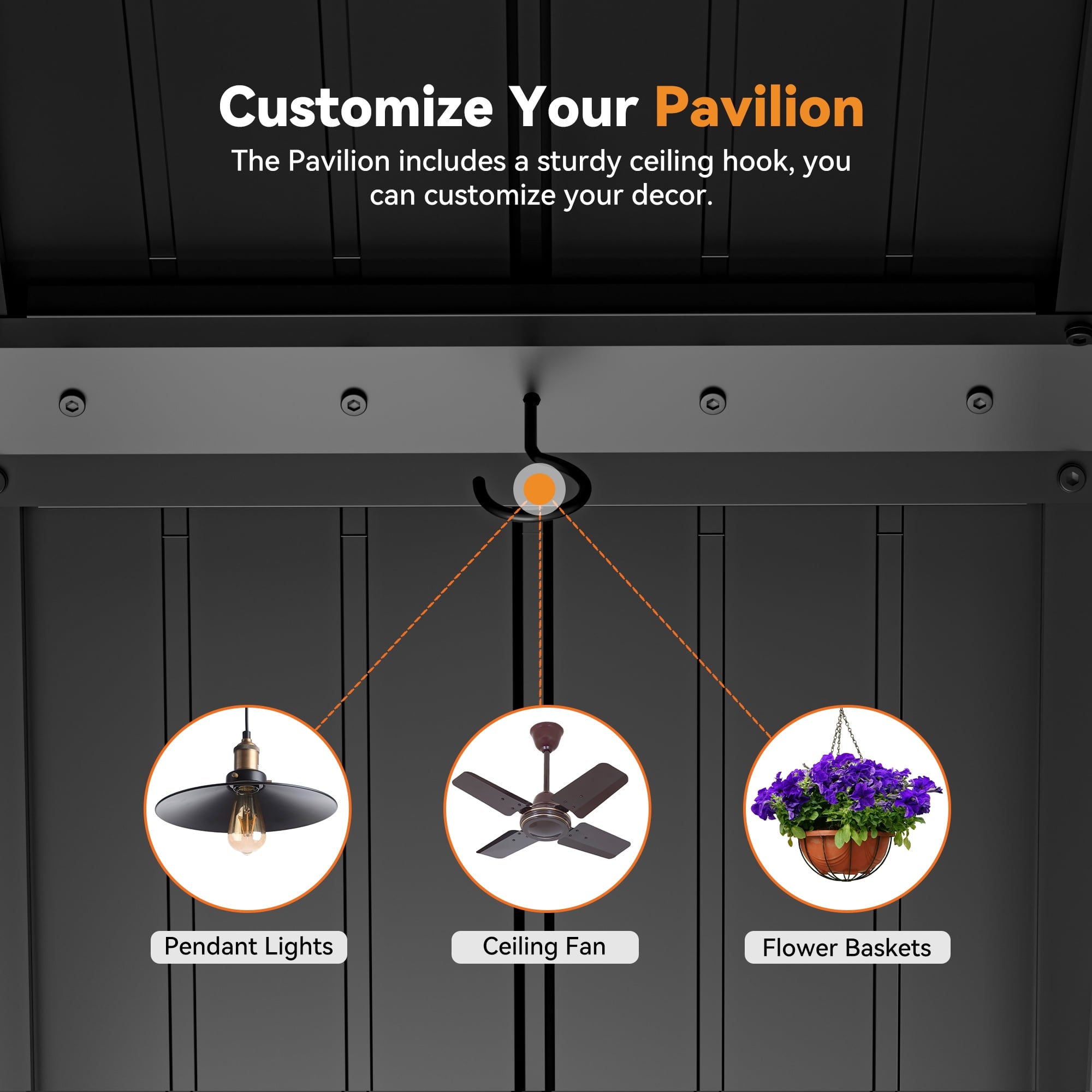 Modern Shade Horizon 12' x 24' Hardtop Gazebo with LED Lights, Double Roof & Curtains