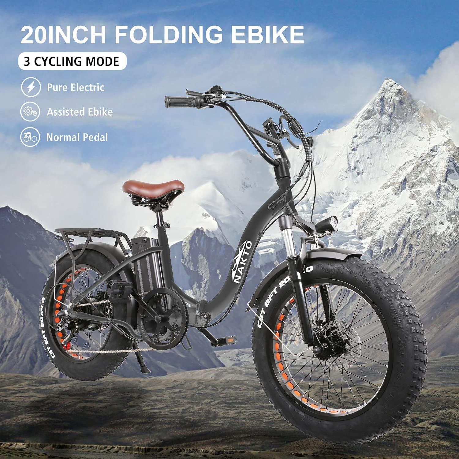 Electric Bike 19MPH Electric Bicycles for Adults Electric with 500W 48V/12Ah Removable Battery 20" x4.0 Fat Tire Electric Dirt Bike Commuter EBike for Adults Mountain City Electric Bicycle