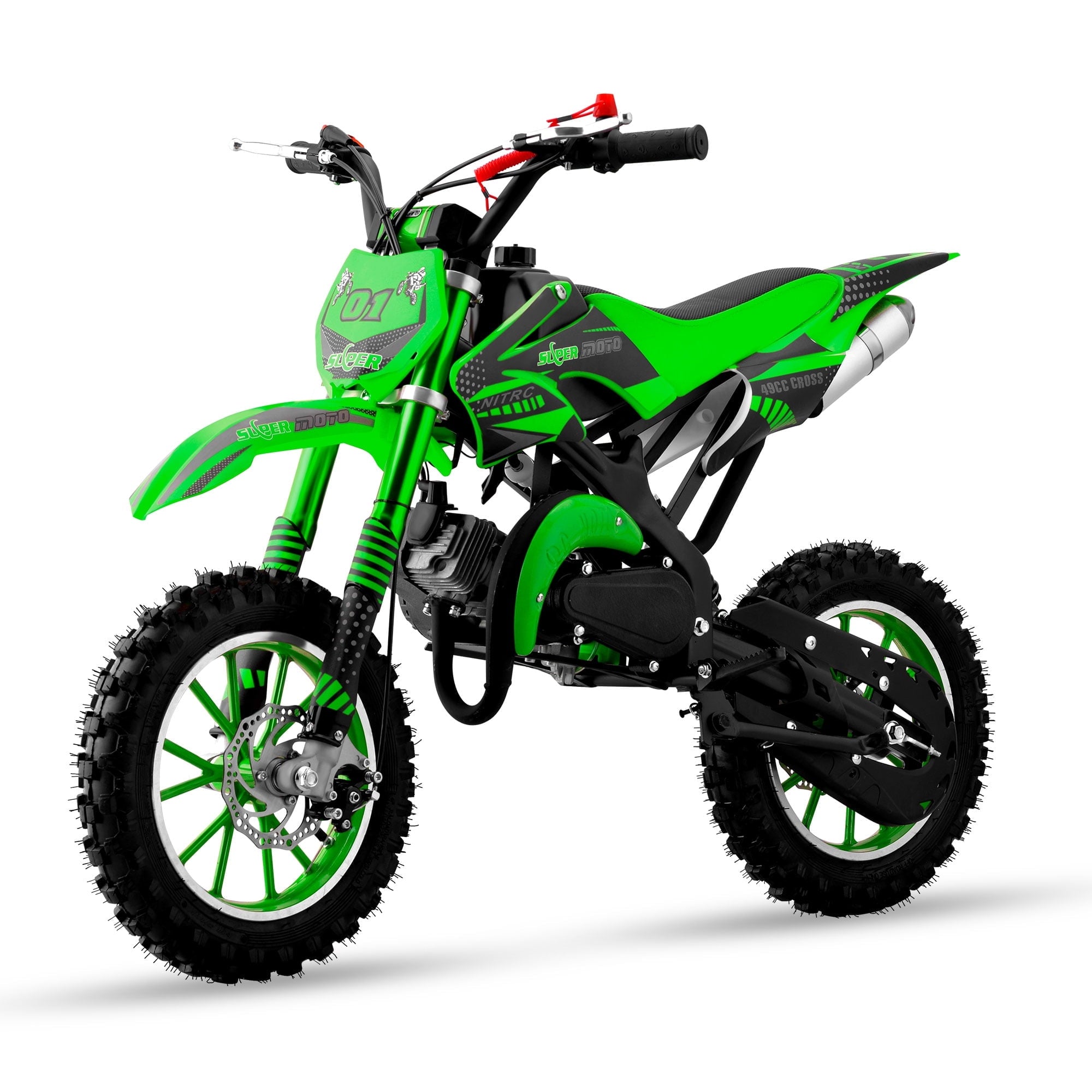 Gpower Gasoline 49cc Dirt Bike for Kids 6-15,2-Stroke Gas Power Mini Dirt Bike,Green