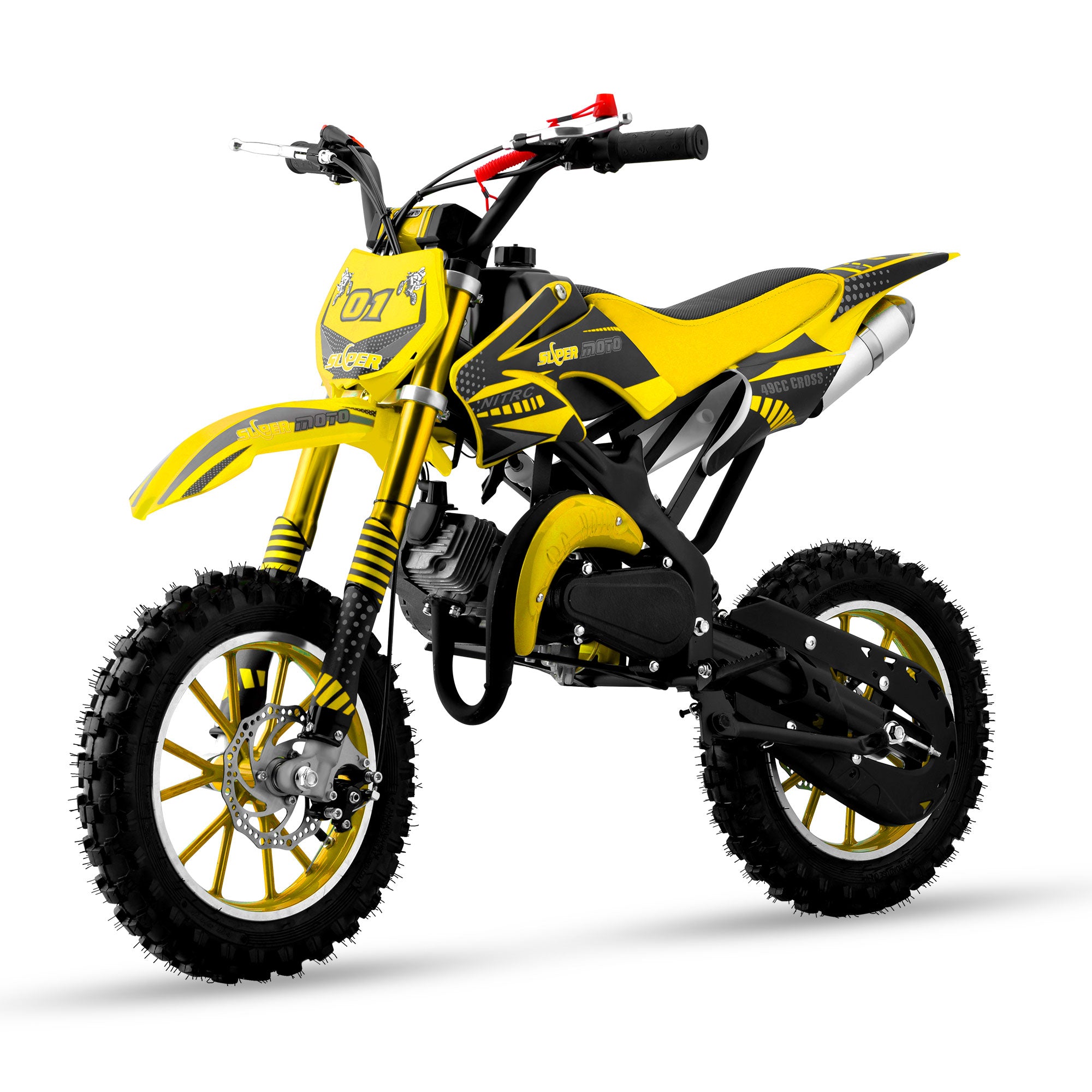 Gpower Gasoline 49cc Dirt Bike for Kids 6-15,2-Stroke off Road Motorized Dirt Bike,Yellow