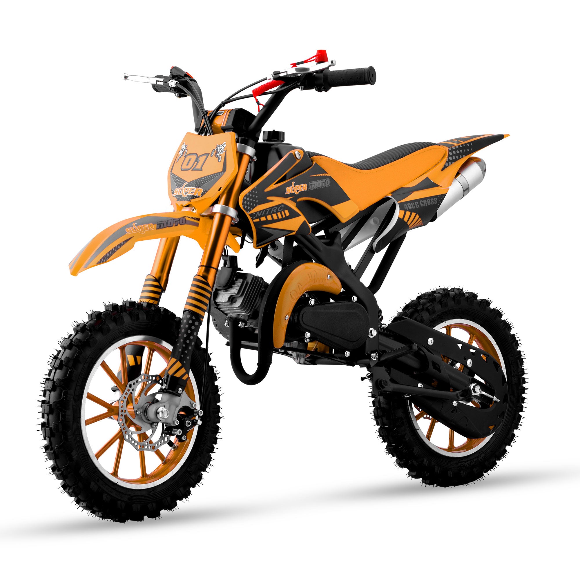 Ktoebyco 49cc Mini Dirt Bike for Kids, 2-Stroke off Road Gasoline Motorcycle,1.5L Fuel Capacity,Orange