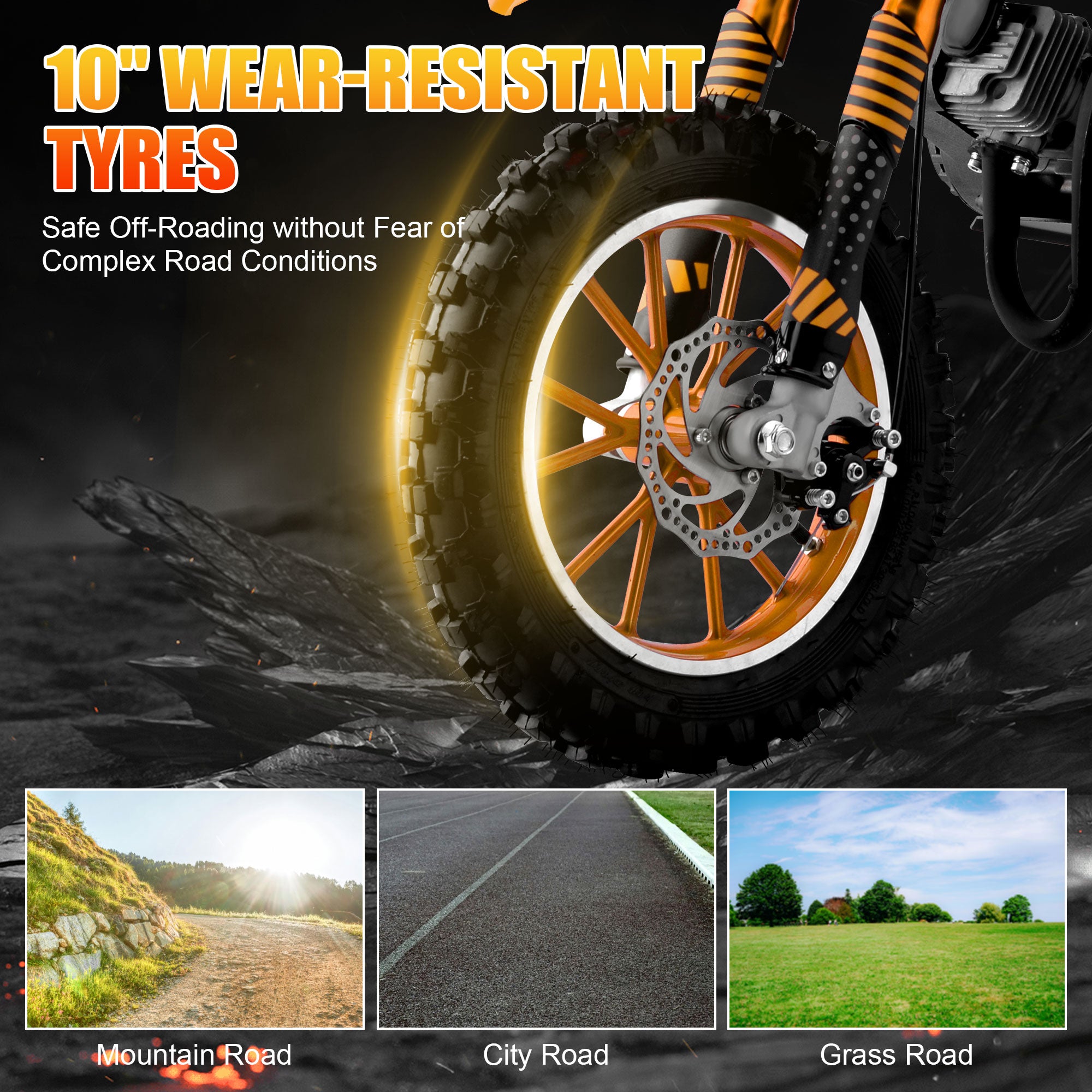Ktoebyco 49cc Mini Dirt Bike for Kids, 2-Stroke off Road Gasoline Motorcycle,1.5L Fuel Capacity,Orange