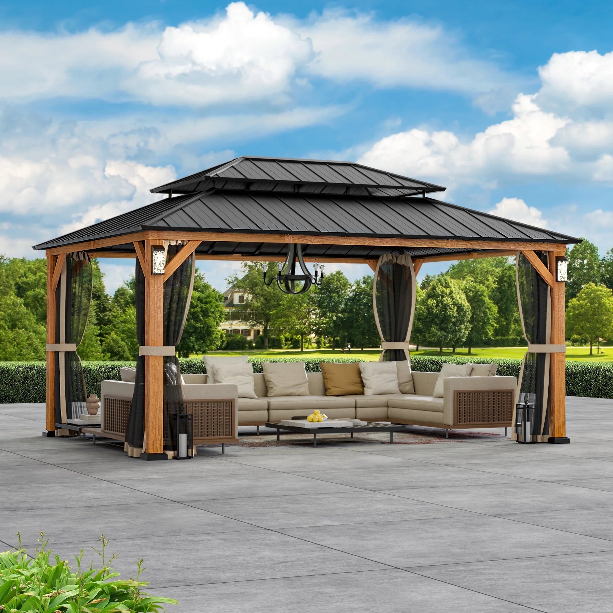 Modern Shade 12'x16' Hard Top Gazebo W/ Solar LED light