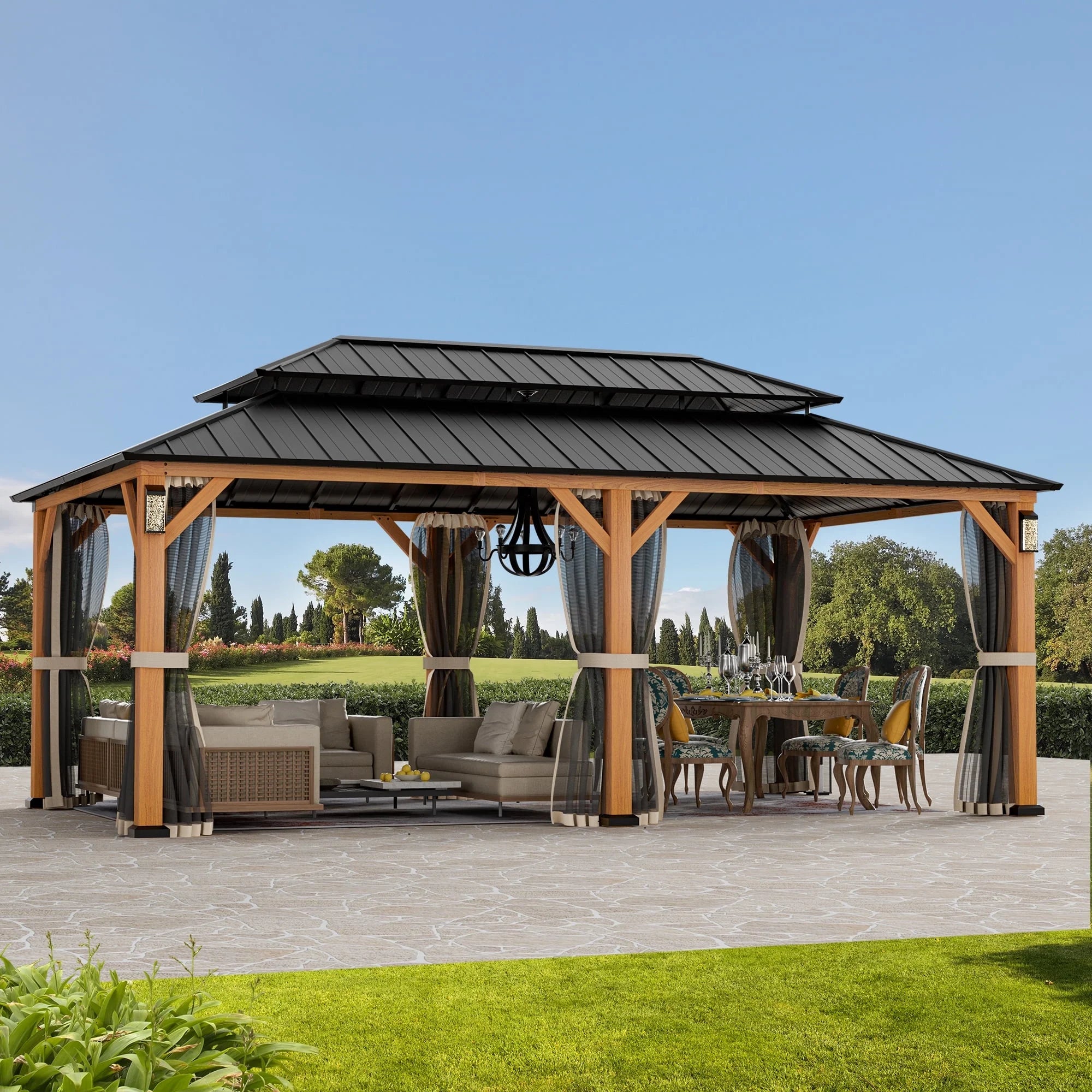 Modern Shade 12'x20' Hard Top Gazebo W/ Solar LED light