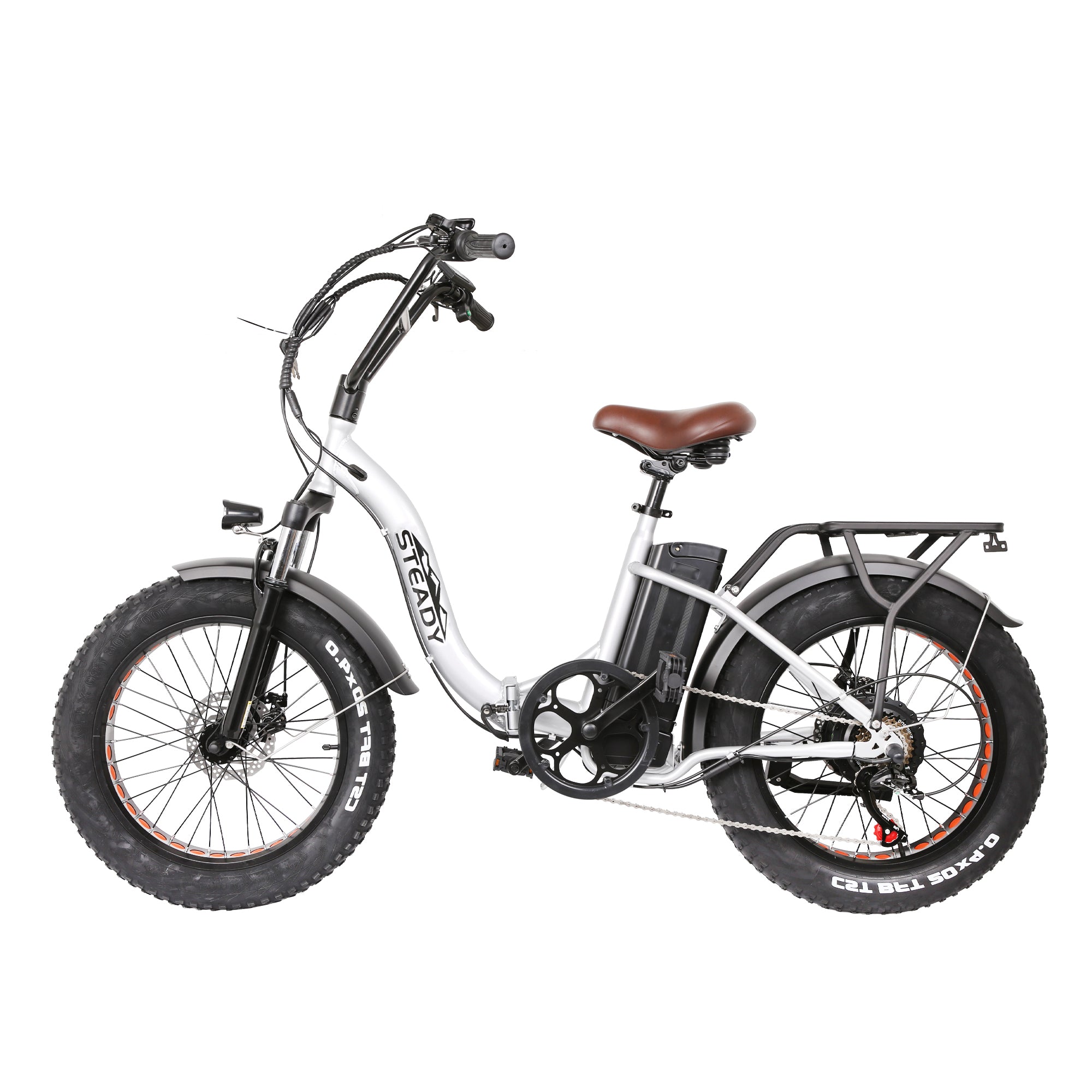 Ktoebyco Folding OX Series 20" 500W Foldable E-Bike - 6 Speed, 48V10A Battery, Silver