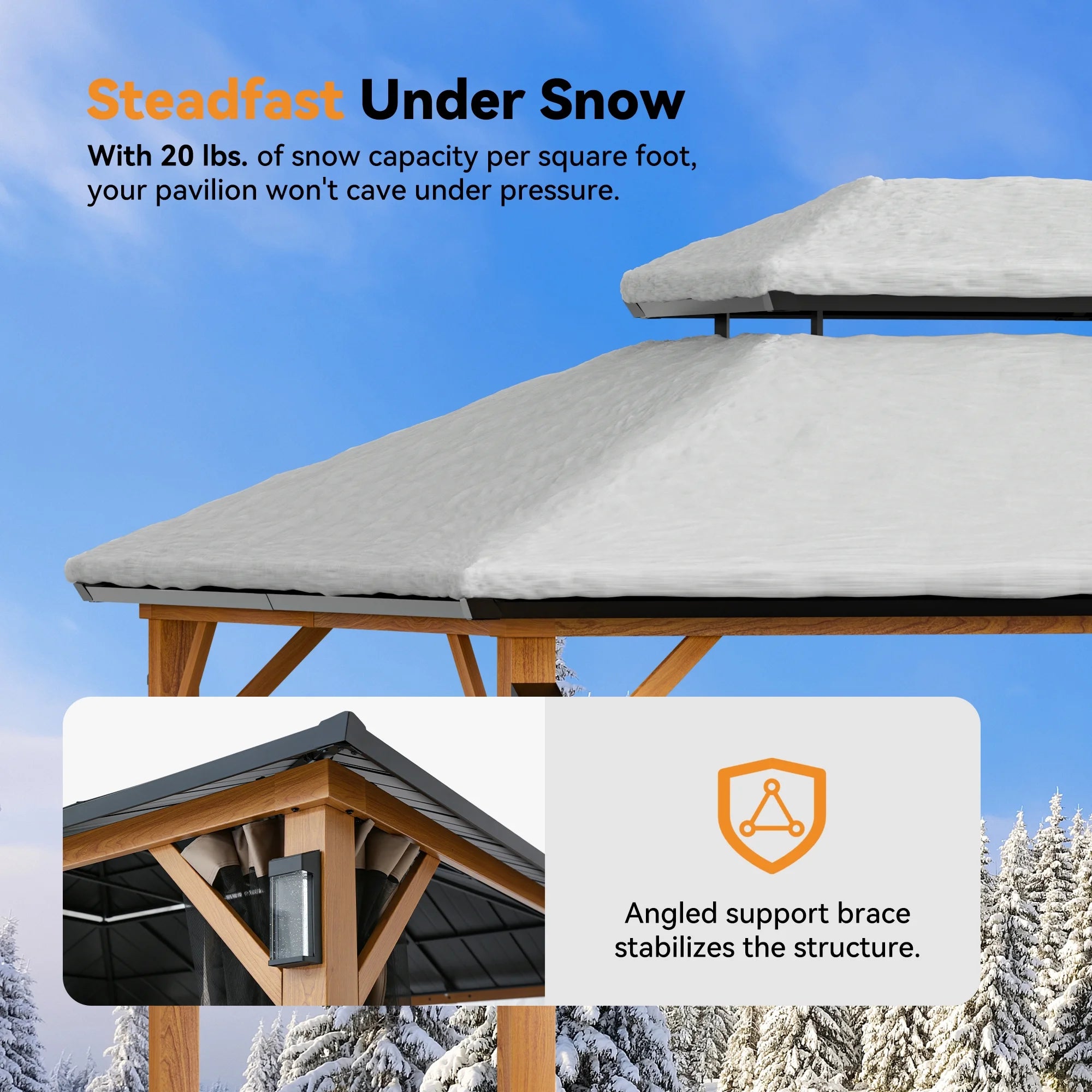 Modren Shape Horizon 10'x14' Hard Top Gazebo W/ Solar LED light