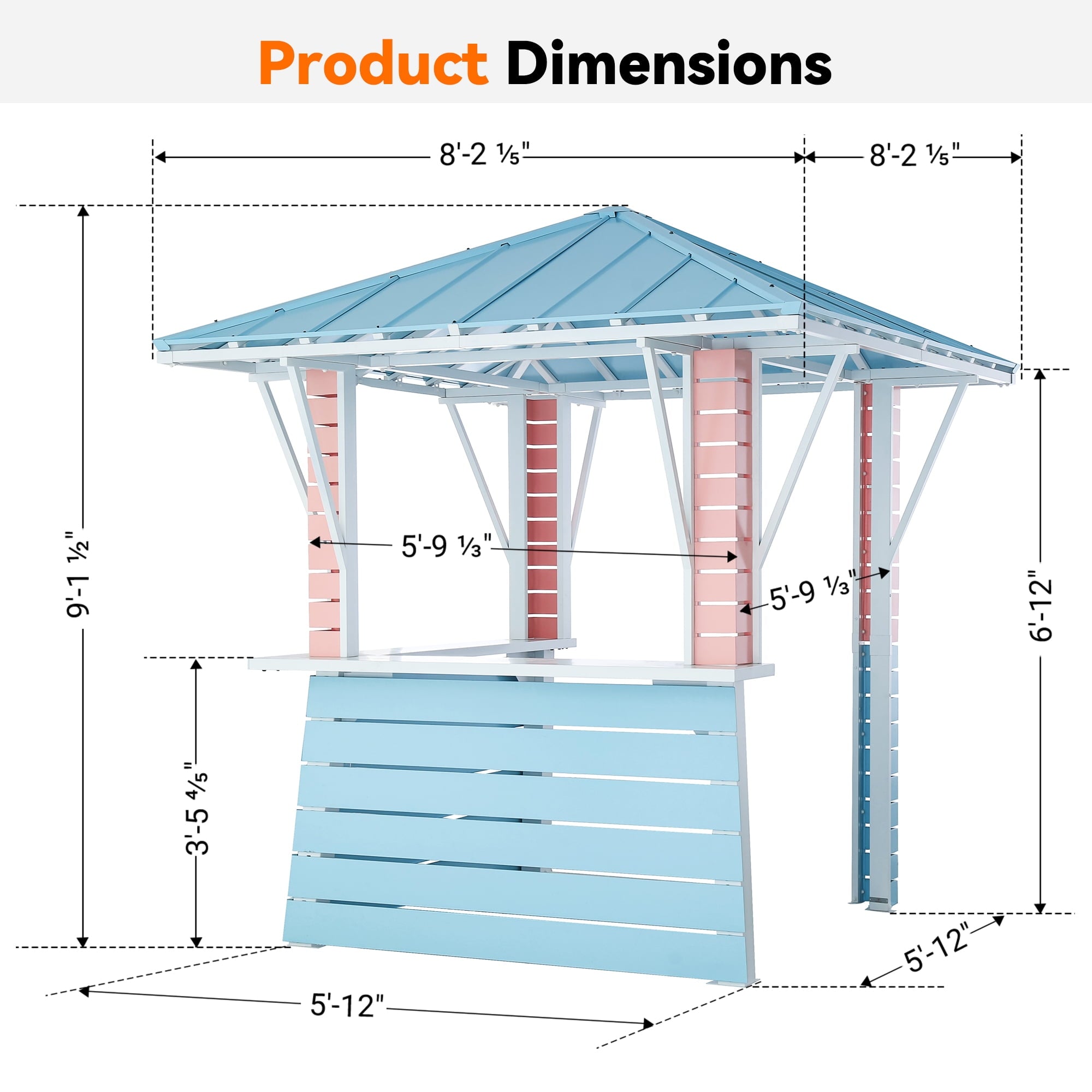Modern Shade Outdoor Gazebo 8' x 8', Grill Gazebo with USB Charging Socket and Hooks, Patio Gazebo with 2 open sides, Galvanized Steel Pavilion for Swimming pool, Backyard, BBQ, Party